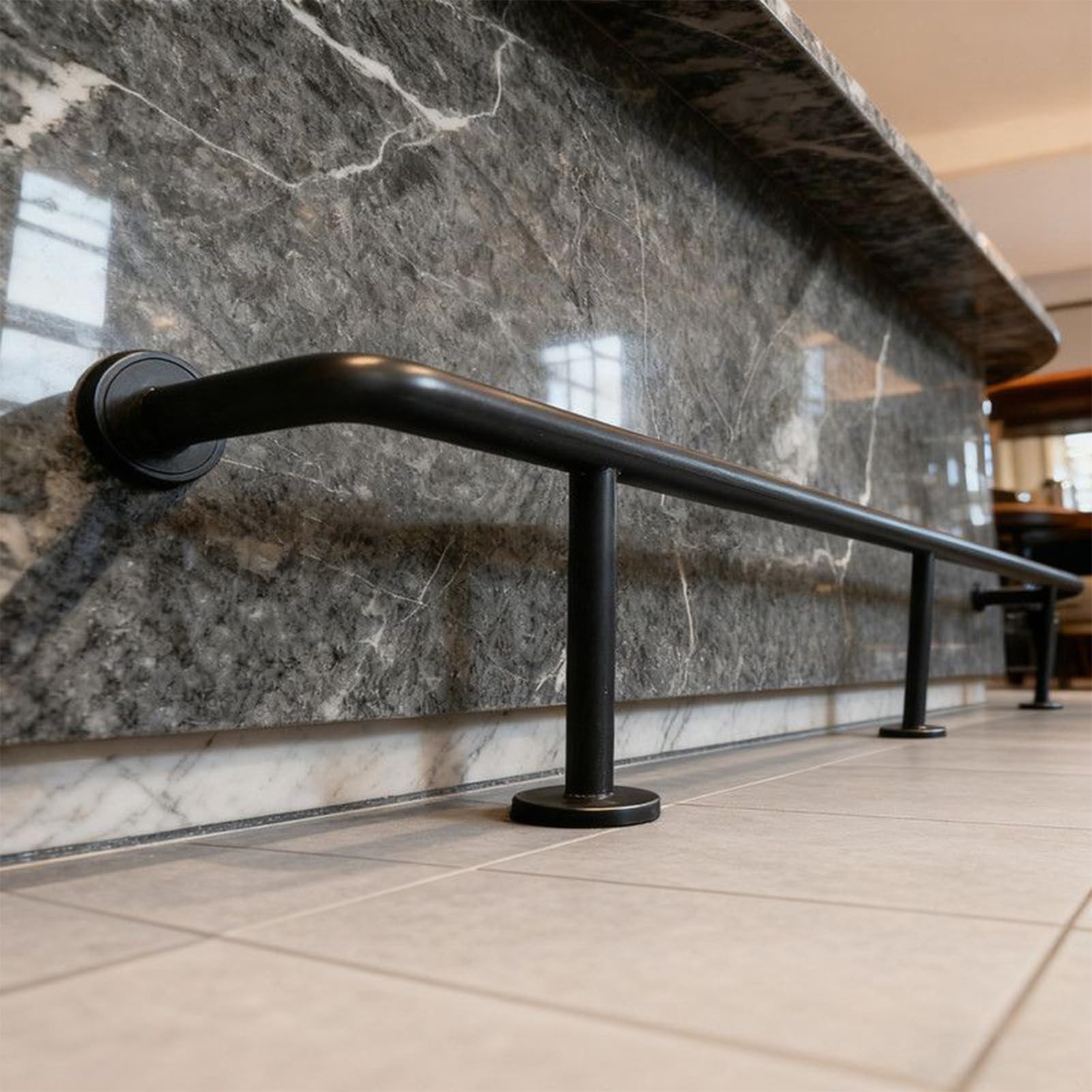 Repose-pieds en acier inoxydable robuste avec matériel de montage, support durable et confortable pour la maison, hôtel, restaurant, pub