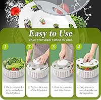 Vista 6 de Molinillo eléctrico para ensaladas de 6.3 cuartos de galón, gran capacidad, giratorio automático de secado rápido para lechugas y verduras que sirve