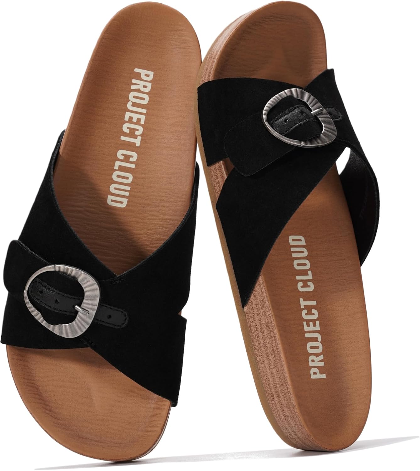Project Cloud Womens Sandals - Adjustable Buckle Sandals for Women 2026 with Plush Insole - Lightweight & Non Slip Slides for Women Footwear (Beaming)
