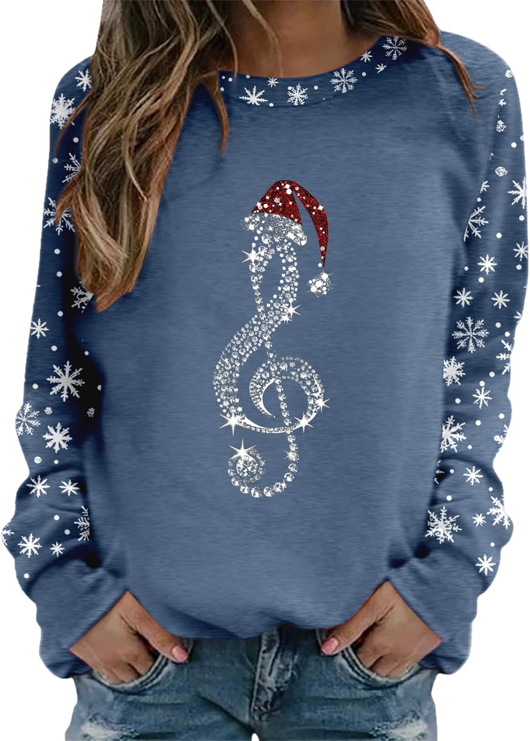 Weihnachtsshirt Damen Mit Pailletten - Lustiger Rotwein Druck Langarm