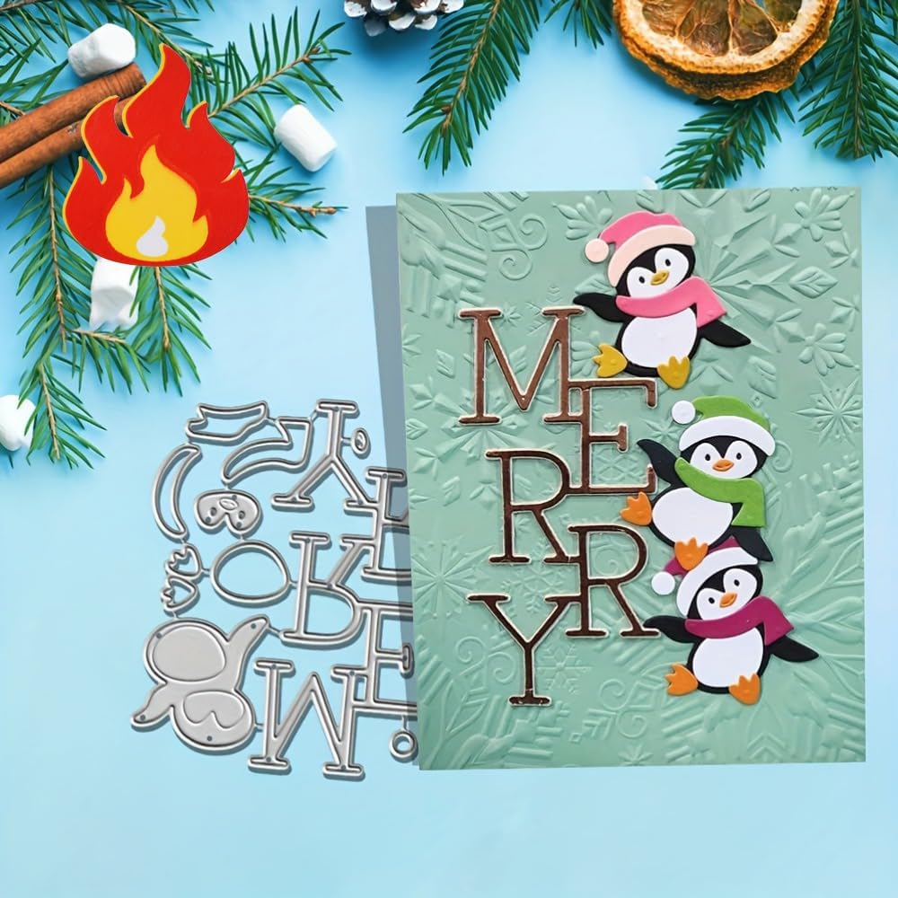 Merry Christmas Penguin Die Cuts for Card Making Stamps Cutting Dies for DIY Paper Scrapbooking Crafts Embossing Decorations