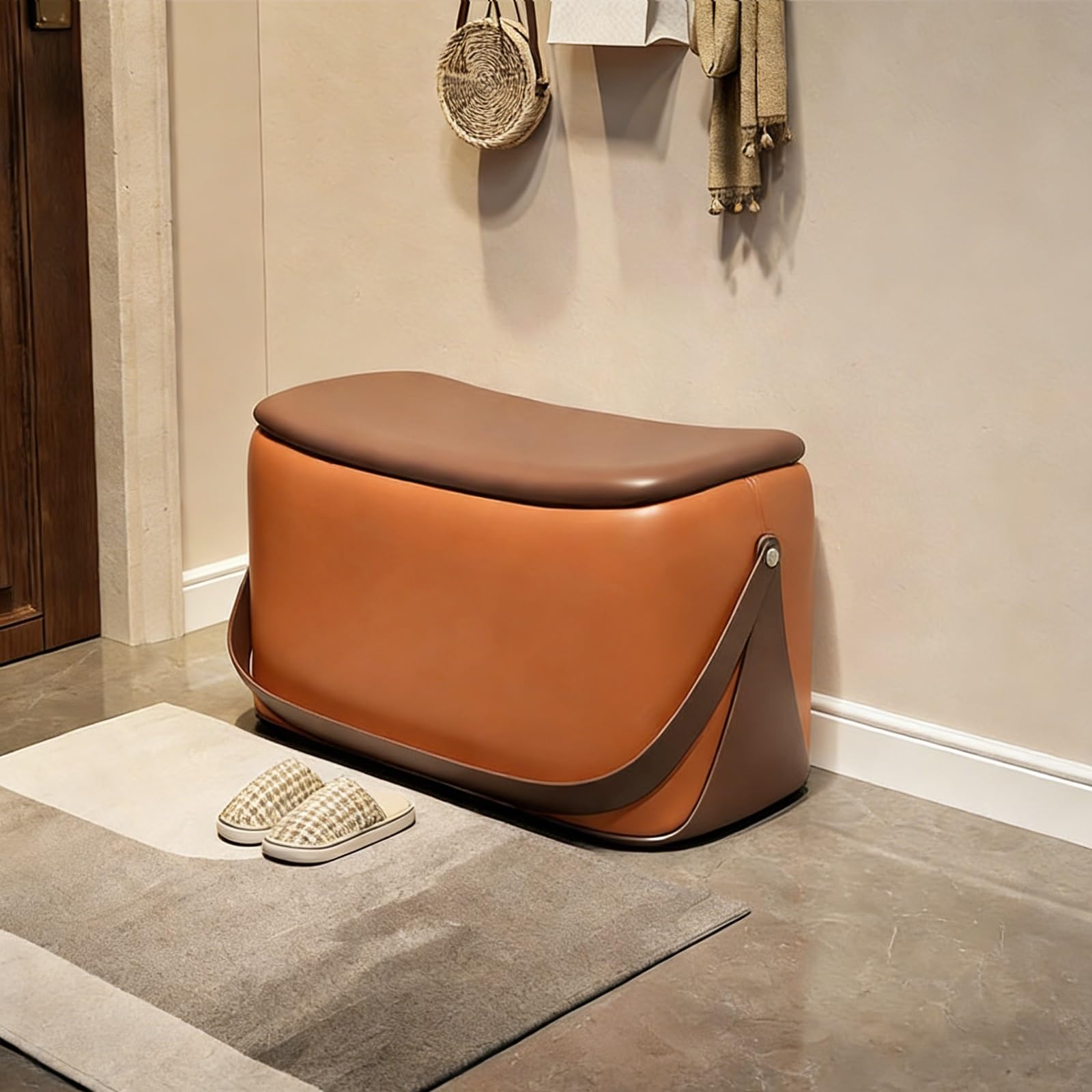 Banc de rangement rembourré pour créer une entrée accueillante et ordonnée