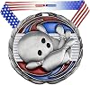 Decade Awards Bowling Color Medal - 2.5 Inch Wide Tournament Medallion with Stars and Stripes American Flag V Neck Ribbon
