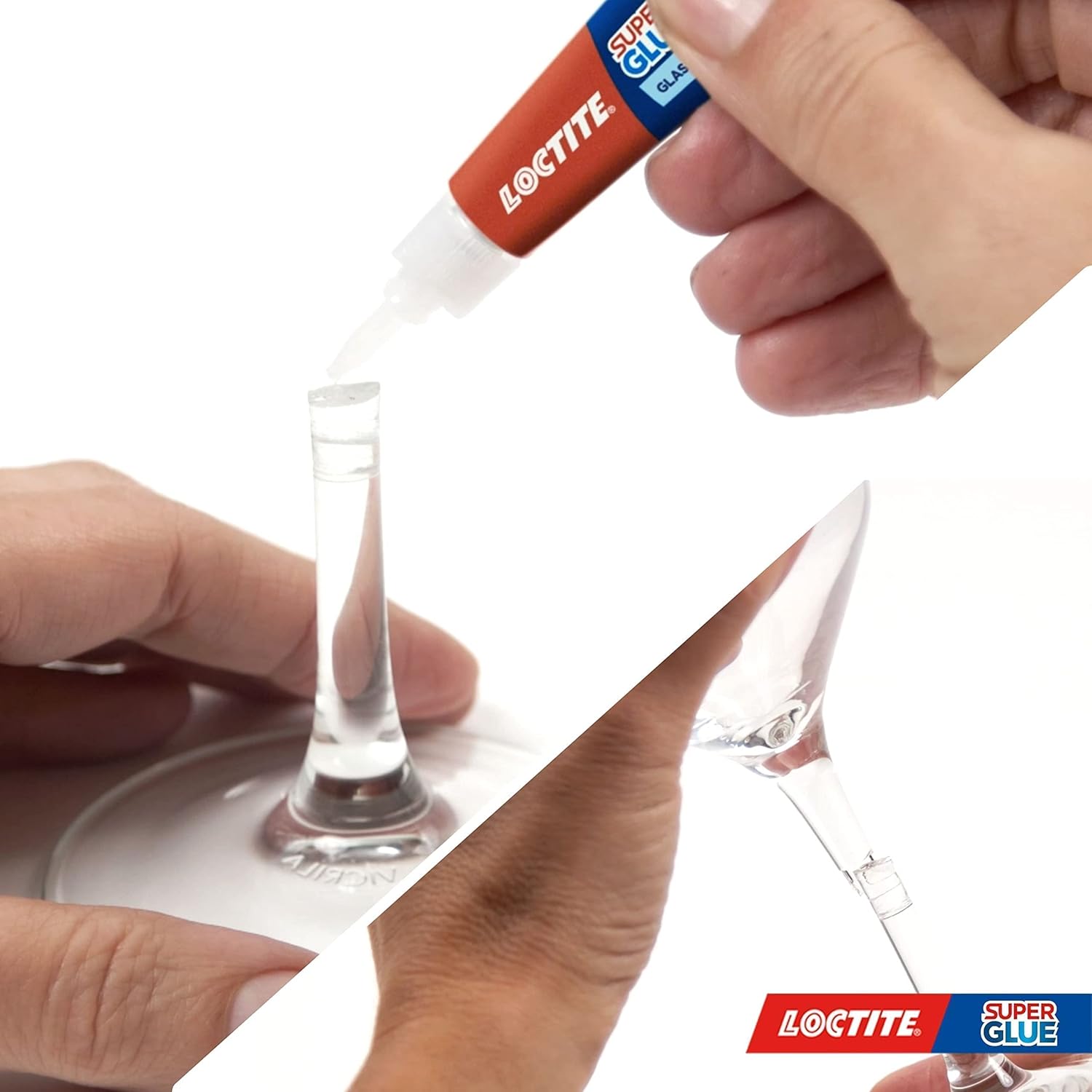 Applying Loctite Glass Glue to a broken glass stem