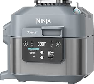 Ninja SF301 Speedi Rapid Cooker &amp; Air Fryer, 6-Quart Capacity, 12-in-1 Functions to Steam, Bake, Roast, Sear, Sauté, Slow Cook, Sous Vide &amp; More, 15-Minute Speedi Meals All In One Pot, Sea Salt Gray
