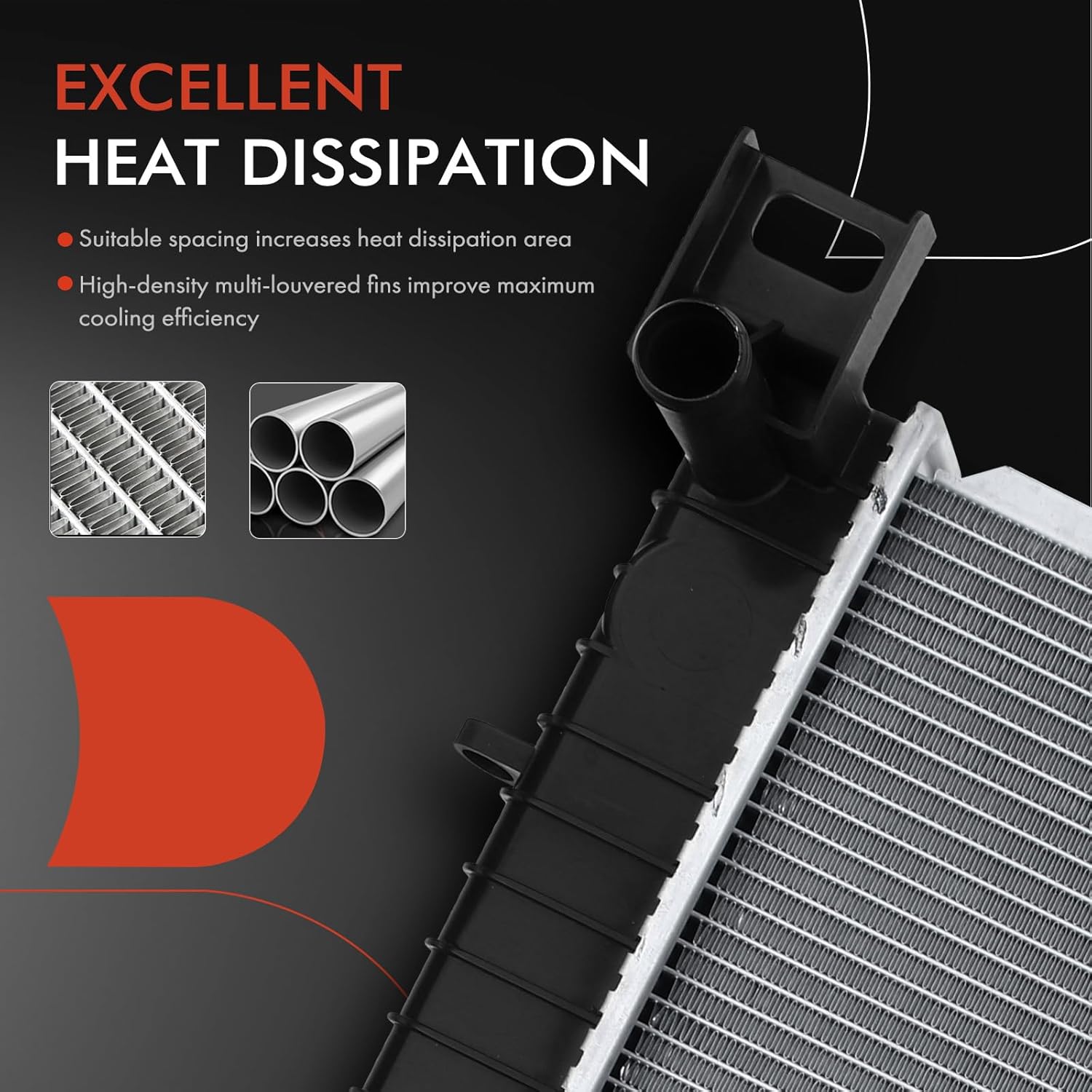 A-Premium 28-1/4" Engine Coolant Radiator with Transmission Oil Cooler Compatible with Chevy Silverado, Tahoe & GMC Sierra 1500 2500, Yukon, Automatic Transmission, without Engine Oil Cooler