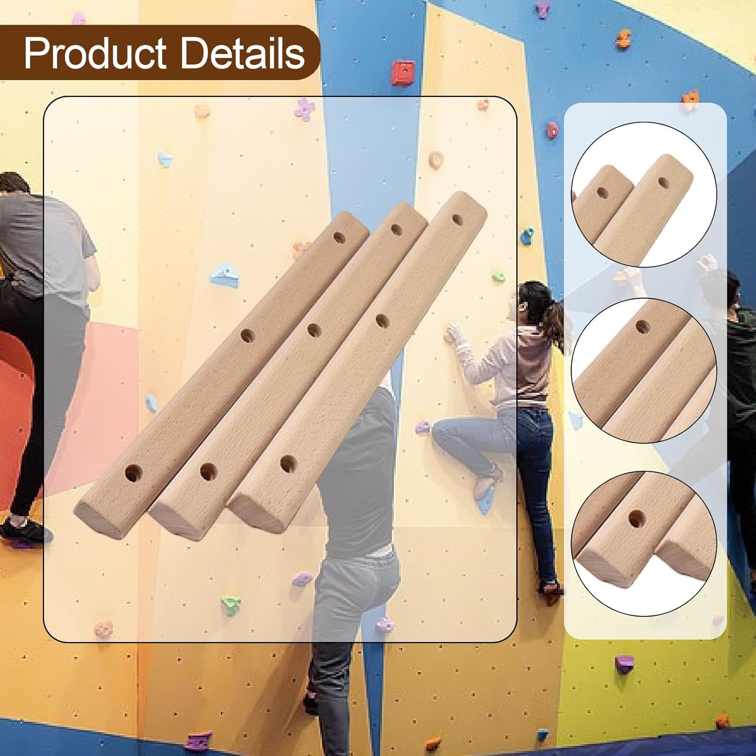 pistro Wooden Rock Climbing Holds (3-Piece Set) for Bouldering Training, Home & Gym Use