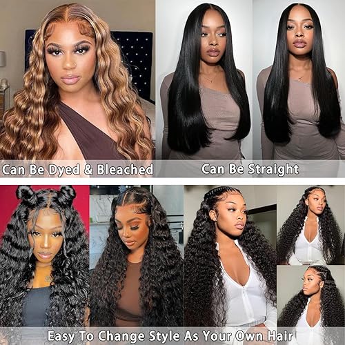 Miniatura 6 de Pelucas de cabello humano ondulado profundo con encaje frontal para mujeres negras, pelucas de encaje frontal HD de 13 x 4, pelucas de cabello