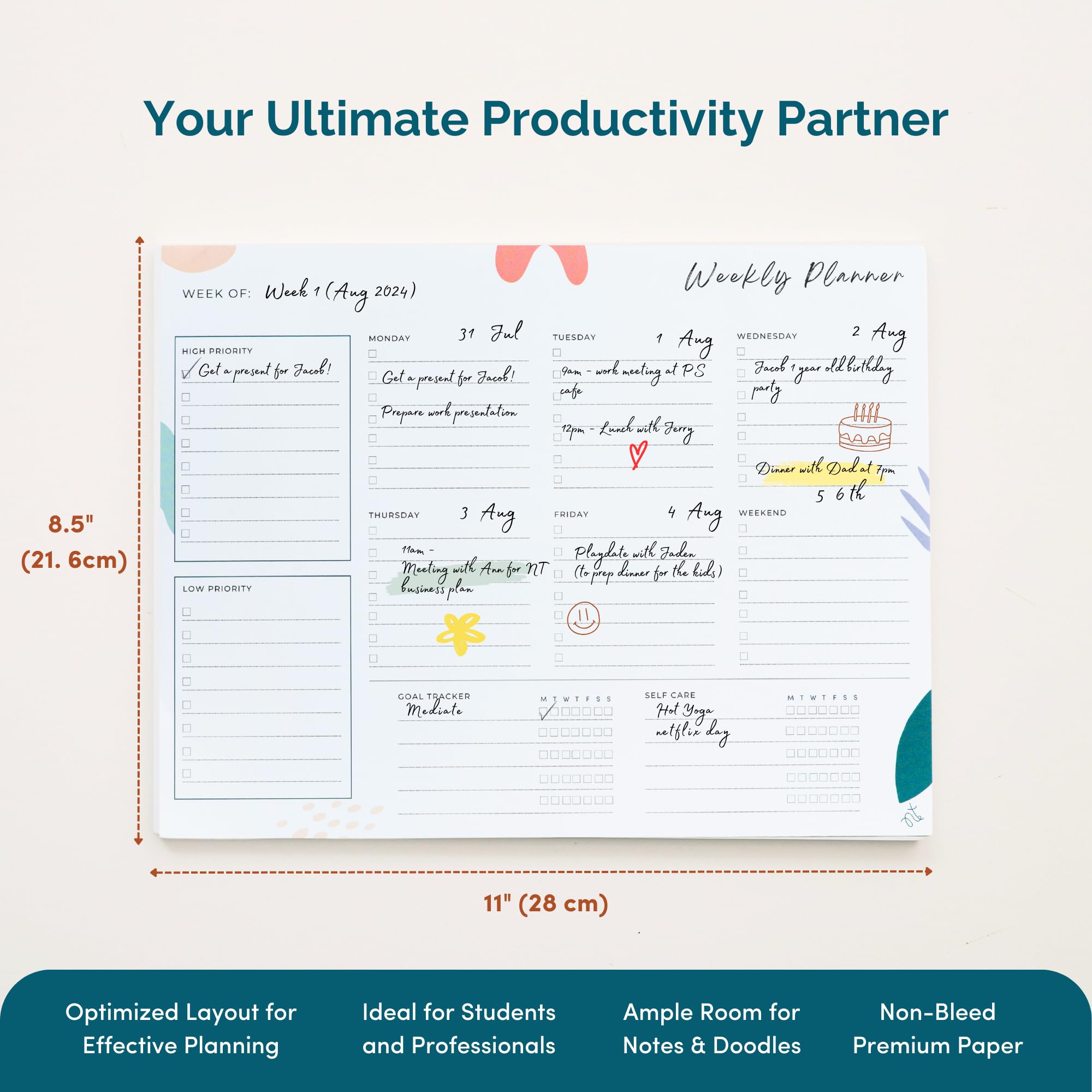 Snapklik.com : Weekly Planner Pad Tear Off - 52 Undated Weekly Planner ...