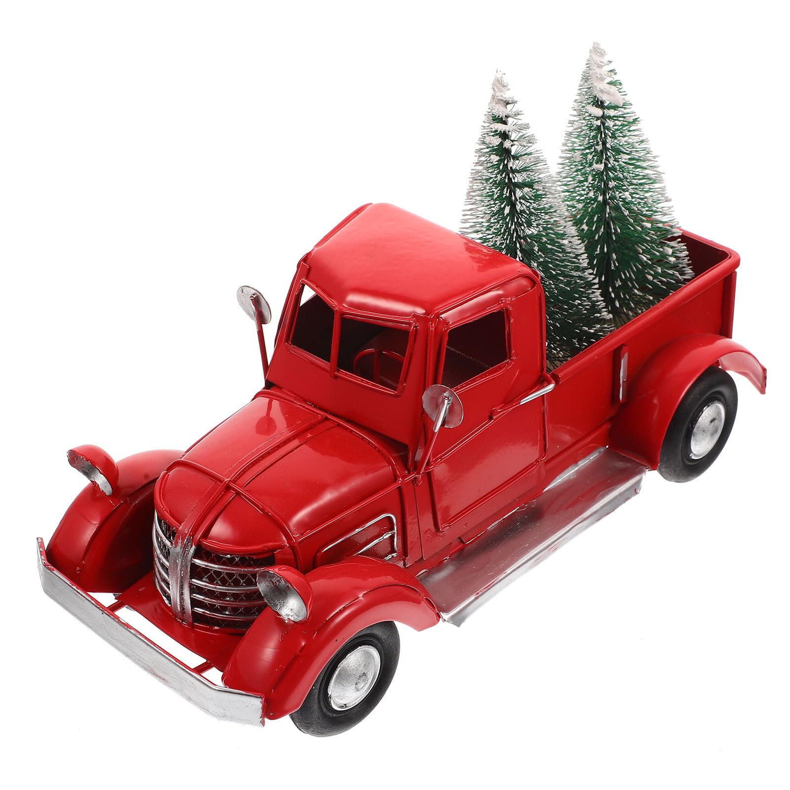 Camion de Noël Rouge en Fer avec Modèle Sapin au Design Réaliste