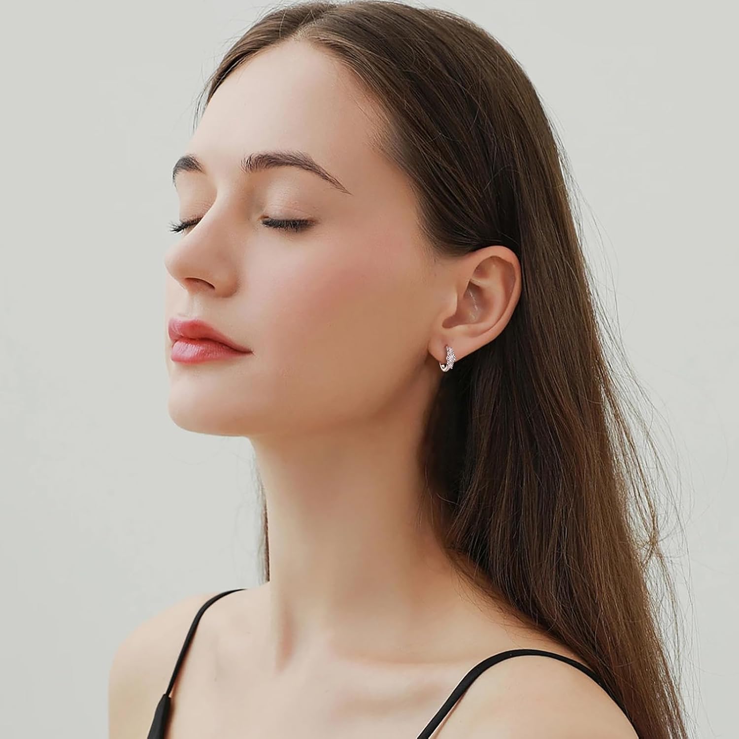 3 Stone Moissanite Hoop Earrings, 925 Sterling Silver Hypoallergenic Huggie Earrings for Women, D Color VVS1 Lab Created Imitation Diamond Round Cut Jewelry Gifts