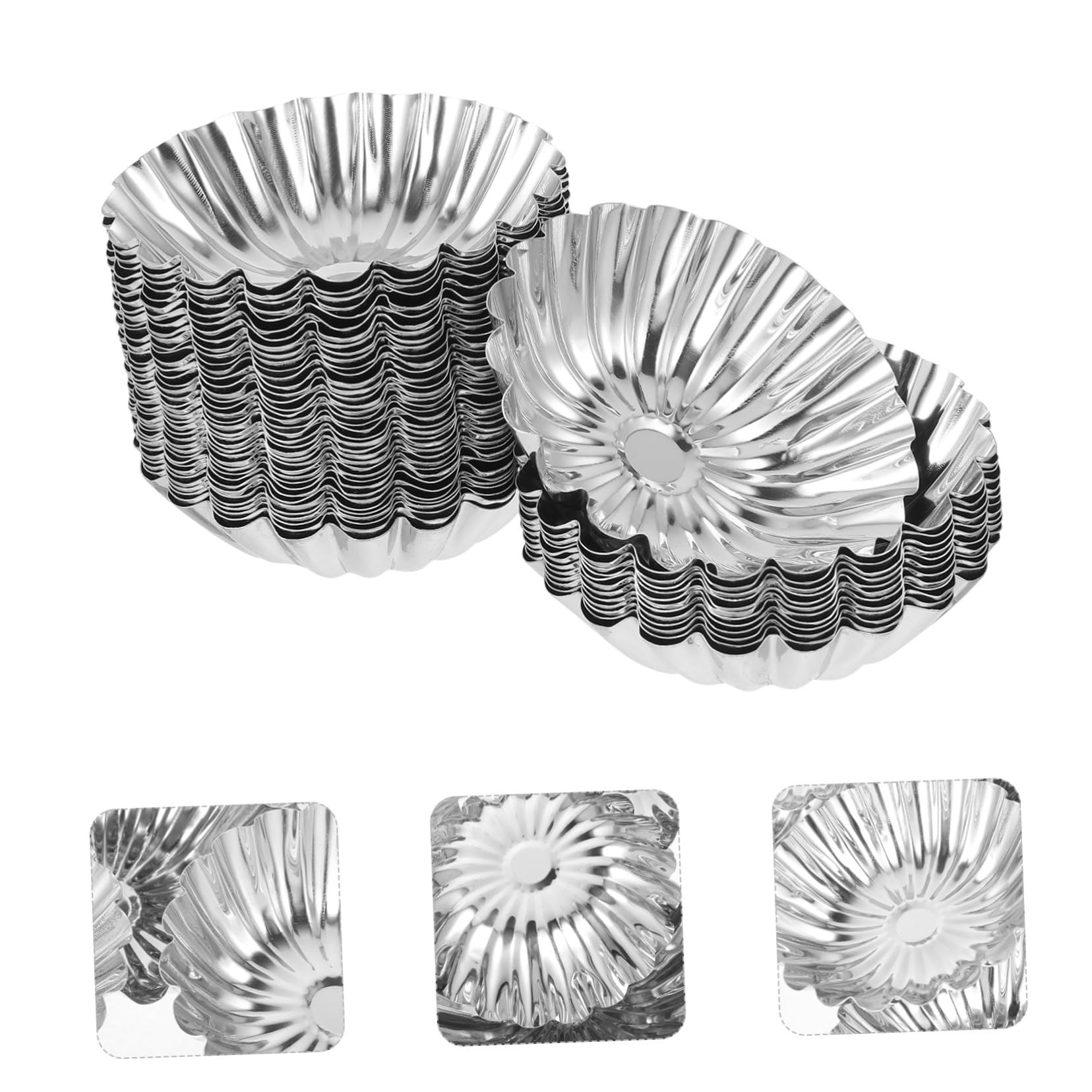 STOBAZA Moules à Tartelette en Acier Inoxydable 430, Lot de 50 Pièces