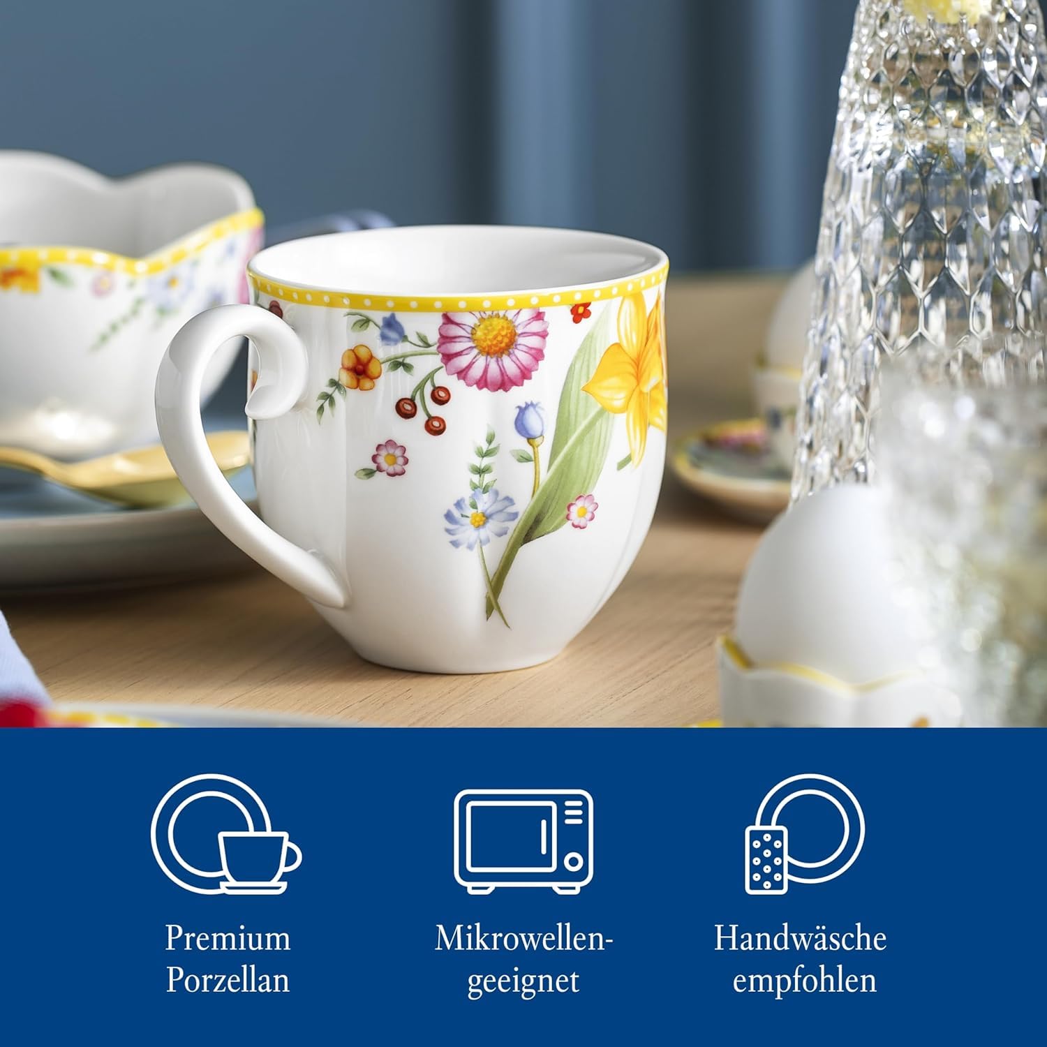 Villeroy & Boch - Spring Awakening Frühstücksset für 2 Personen 6 teilig, Ostergeschirr Set Frühstück, Ostern, Kaffeeservice, Geschirr Frühling, Porzellan