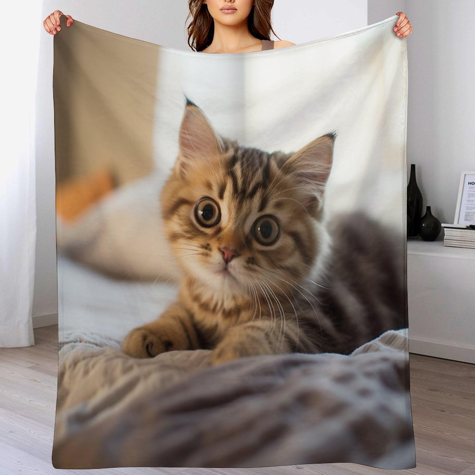Manta de gato grande de forro polar para sofá y cama 150x200