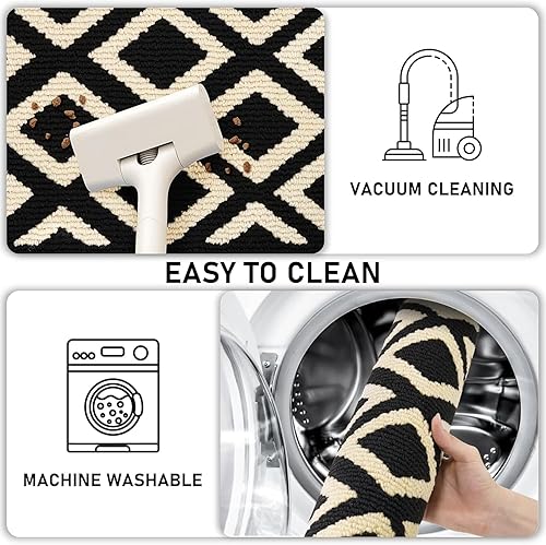 Miniatura 7 de GIB - Juego de 2 alfombras de cocina de 17.7 x 28 pulgadas + 17.7 x 59 pulgadas, suaves, superabsorbentes, lavables a máquina, antideslizantes,