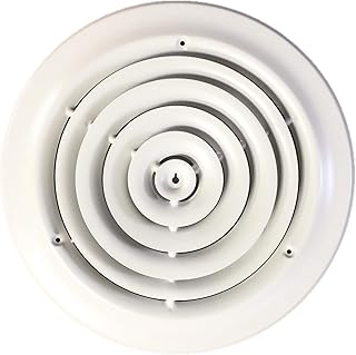 HBW 10" Round Ceiling Diffuser White Powder Coated with Outside Dimension of 14" Fitting in 10" Duct
