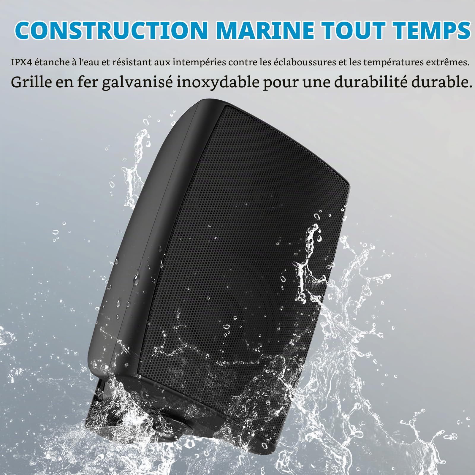 STUDIOFINIX Haut-parleurs d'extérieur passifs filaires, grande taille de montage mural (26,9 x 23,9 x 41,48 cm, 5,2 kg chacune), étanchéité IP44, toutes saisons, pour zones commerciales, arrière-cour