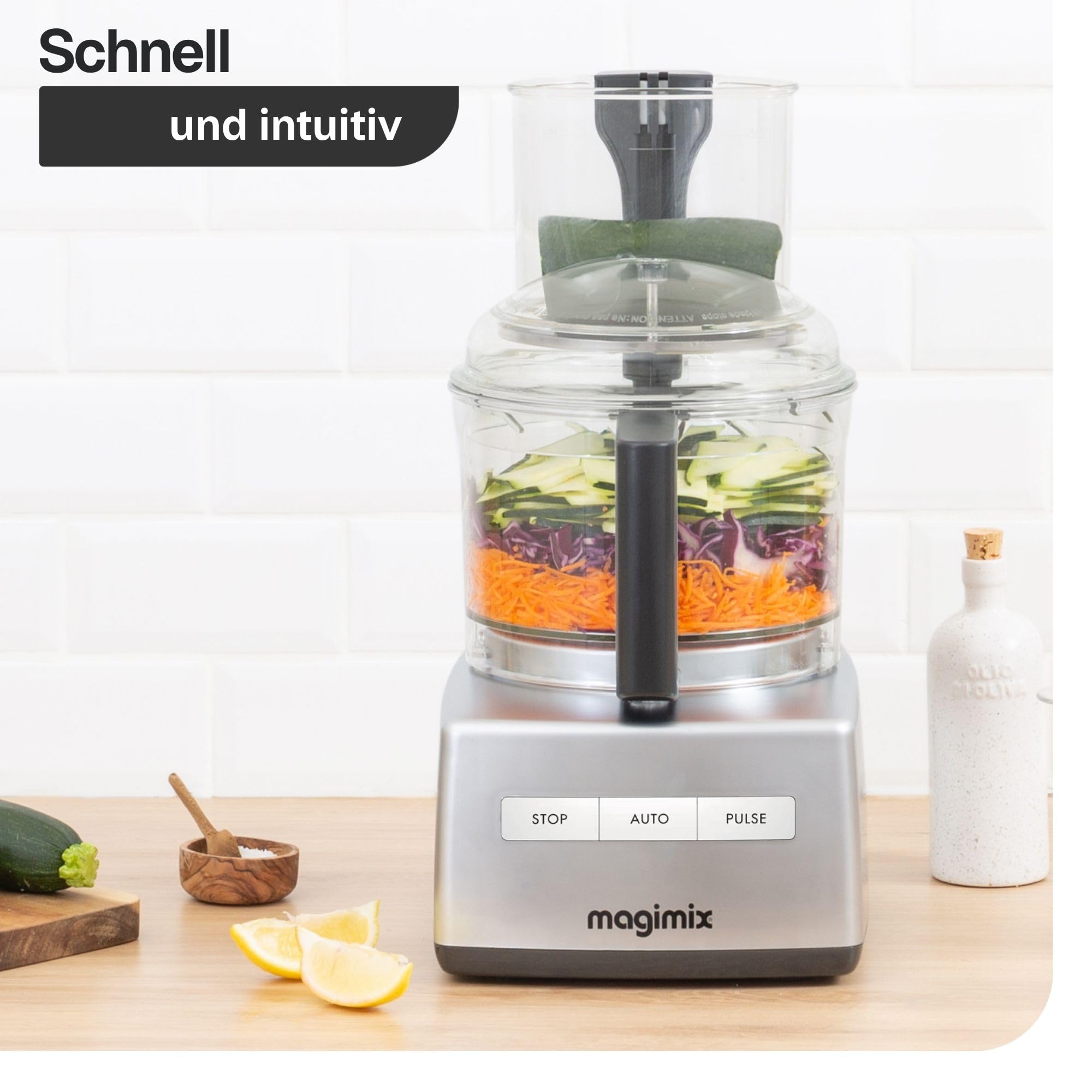 magimix Küchenmaschine - CS 4200XL - Multifunktionsprocessor für 1–6 Personen, Schneiden, Raspeln, Mixen, Kneten und Emulgieren, inkl. Zitruspresse - Chrom Matt