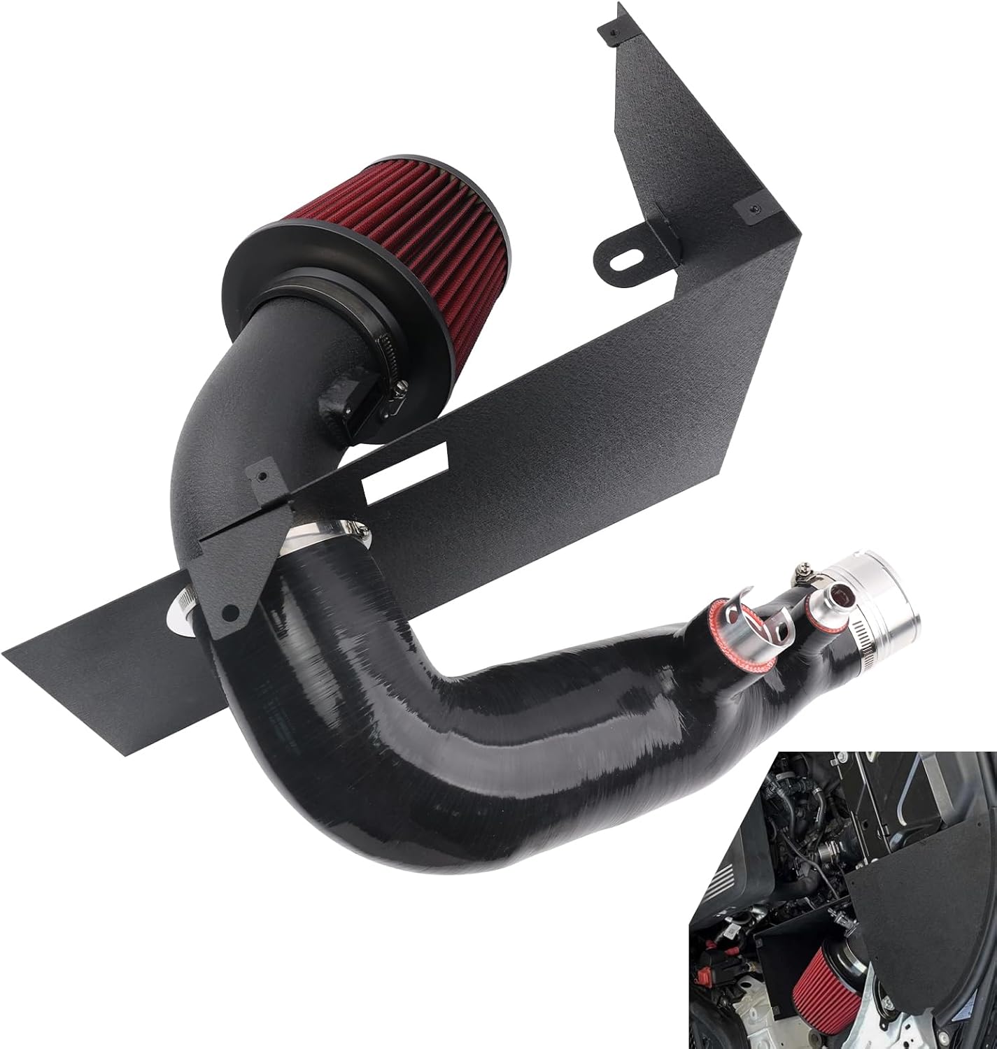 Cold Air Intake Compatible With 2019-2021 BMW G20 B48 320i 330i 2.0L，With Heat Shield & Reusable Filter (Max +12HP)