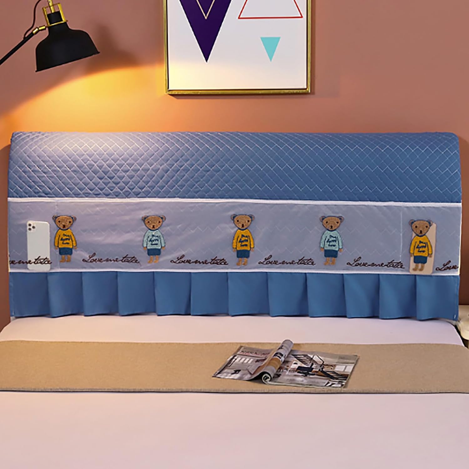 Quilted Bed Headboard Slipcover Protector, King Queen Size All Inclusive Universal Headboard Cover, Stretch Solid Color Bed headboard Cover, Headboard Protection Cover