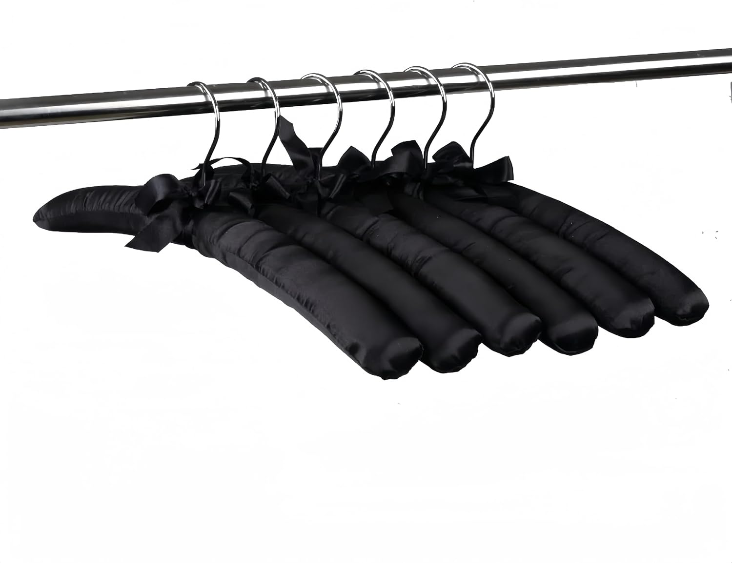 10 Pcs 17 Inch Black Satin Padded Hangers for Women Clothing,Sweater Hangers,Bridesmaid Hangers Anti Slip Cushioned Hangers for Sweaters, Wedding (10, Black)