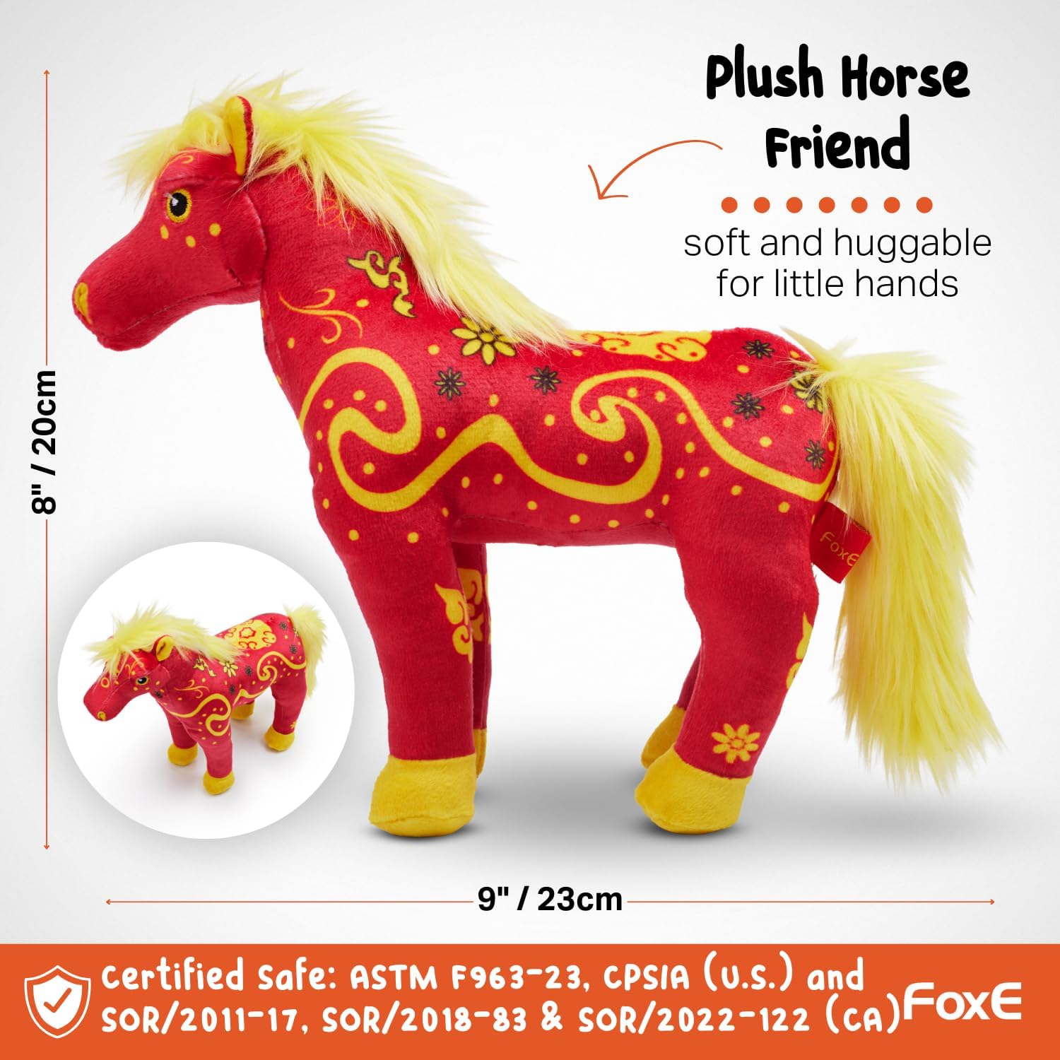 FoxE Year of The Horse Plush Toy 2026 with Lucky Money Envelope, Chinese Zodiac Lunar New Year Stuffed Horse, Soft Red Zodiac Plush Gift for CNY Home Decoration and Festival Display