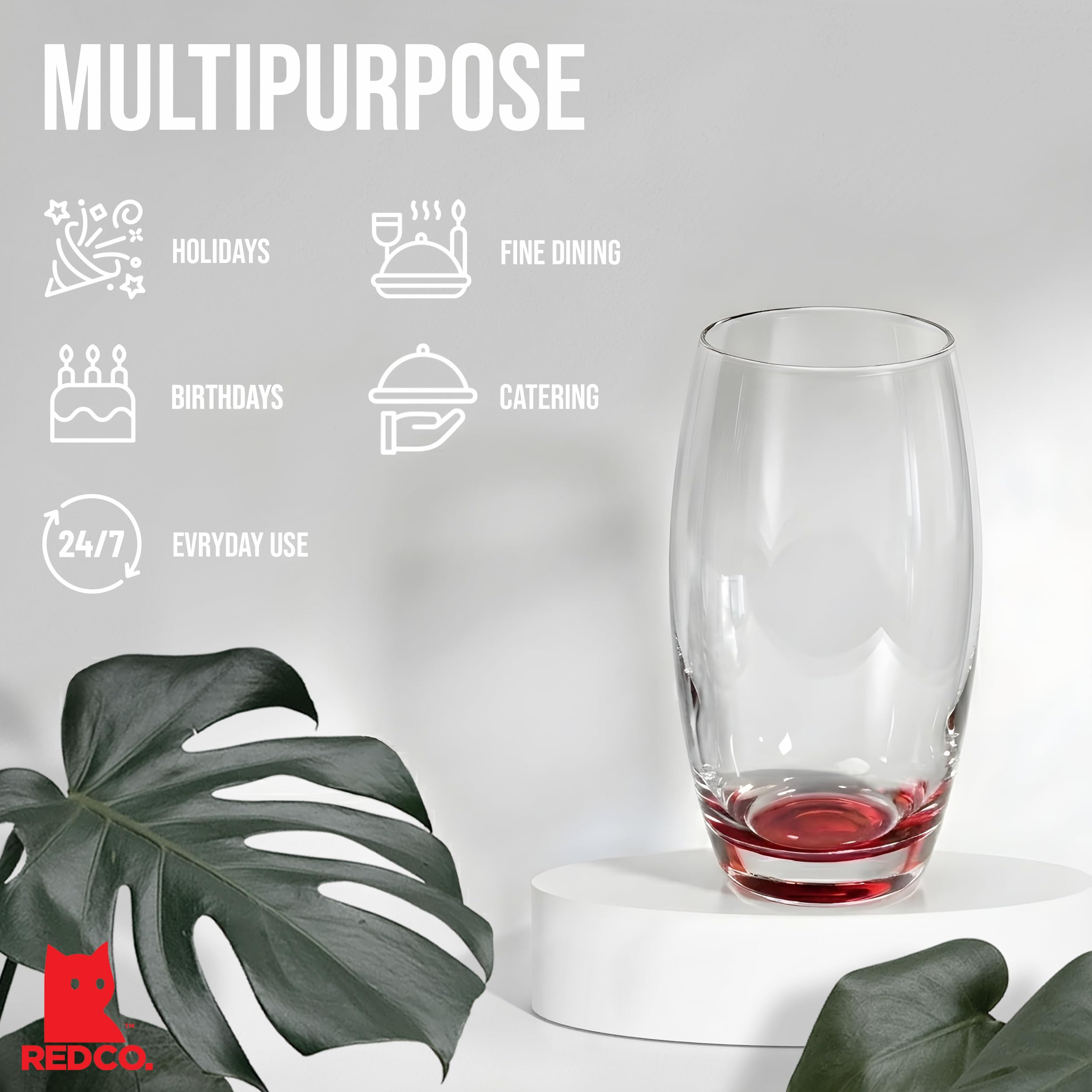 Prism Multi Colored Water/Beverage Glasses, 17.25 Ounce - Set of 6 by Red Co.