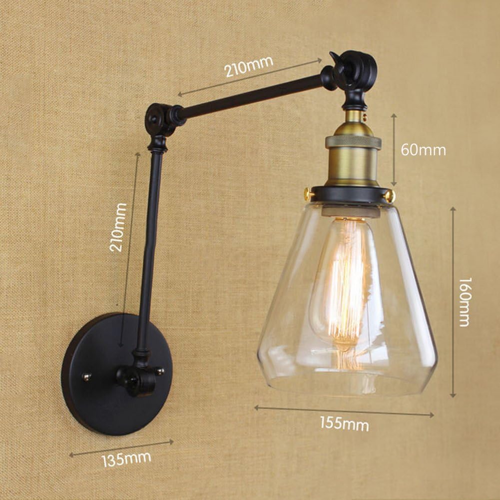 🔥 Cashback up to 70% BAYCHEER Industrial Vintage Style Adjustable 2 Swing arms Wall Sconce Wall Light Lamp Fixtures with Clear Glass Shade Bedroom Reading Room Restaurant LOFT use E26 Bulb1 Light Crazy Clearance BAYCHEER Industrial Vintage Style Adjustable 2 Swing arms Wall Sconce Wall Light Lamp Fixtures with Clear Glass Shade Bedroom Reading Room Restaurant LOFT use E26 Bulb1 Light
