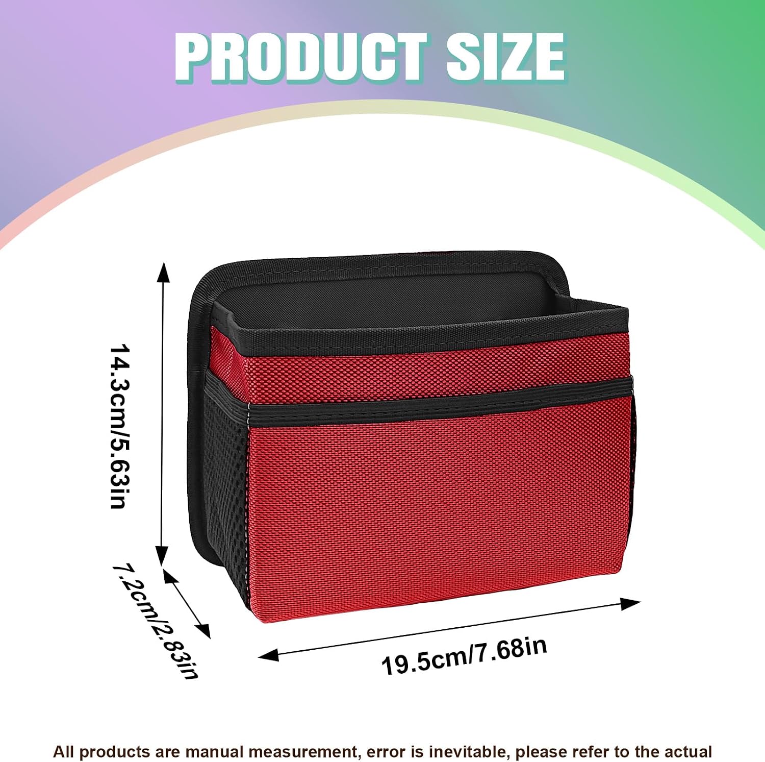 Car Trash Can, Foldable Mini Vehicle Trash Bin Garbage Organizer Holder with a Roll of Garbage Bag, Multi Pocket Design Waterproof Automotive Interior Hanging Dustbin Suitable for Car (Red)