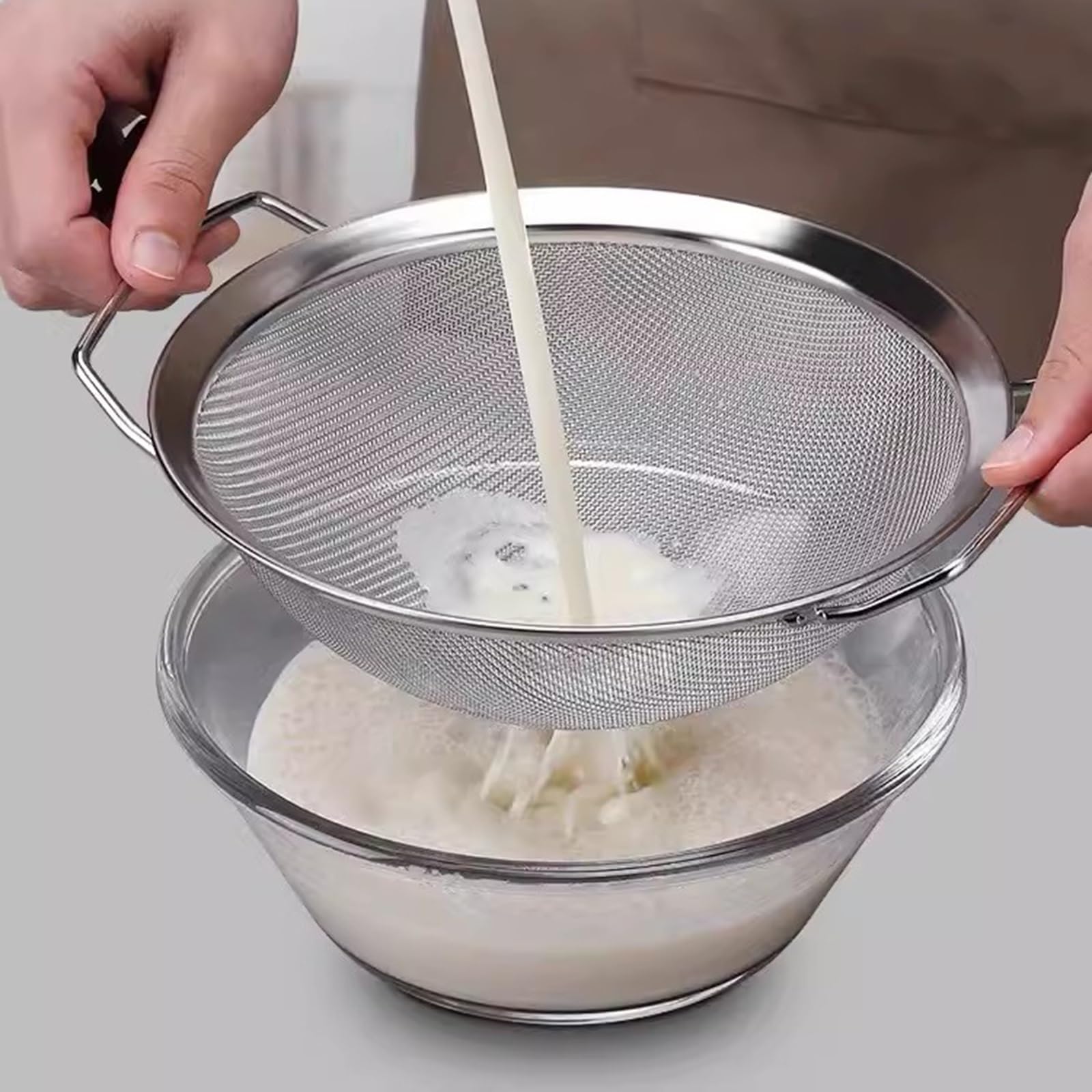 Sitko do mąki ze stali nierdzewnej, sitko do herbaty ze stali nierdzewnej, sitko kuchenne nadaje się do przesiewania, filtrowania i opróżniania. (31,4 cm)