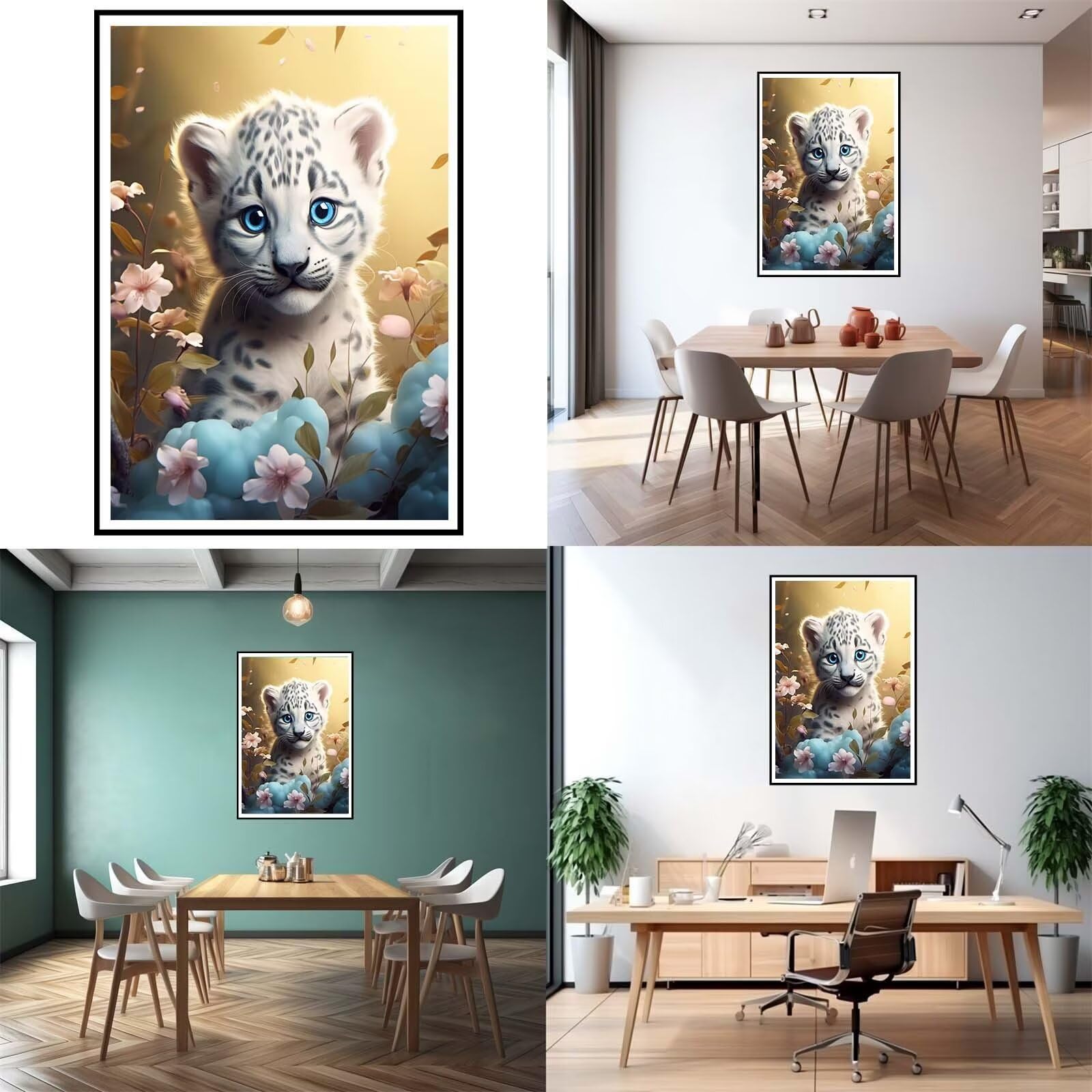 5D DIY Diamante Art Pintura kit Completo, Diamond Painting Adultos Niños Rhinestone Bordado de Punto de Cruz Artes Pintura Painting,Cuadros Decor para Cuarto, Sala de Estar - (Leopardo animal) 60x90cm