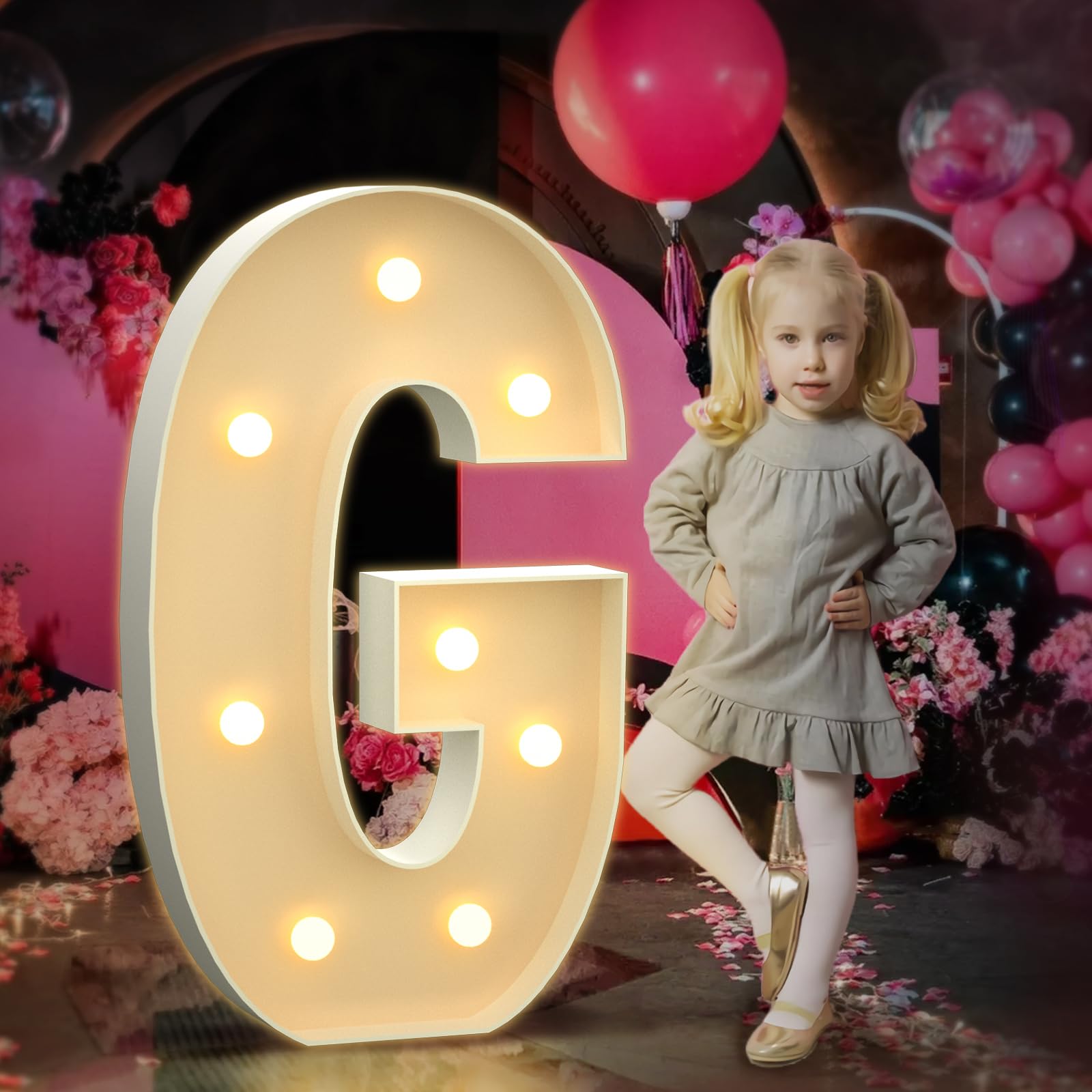 Marquee Letters 3 Feet Tall 3FT Large Light Up Letters G for Backdrop Big Marry Me Sign Birthday Party Decorations Engagement Party Pre-Cut Foam Board