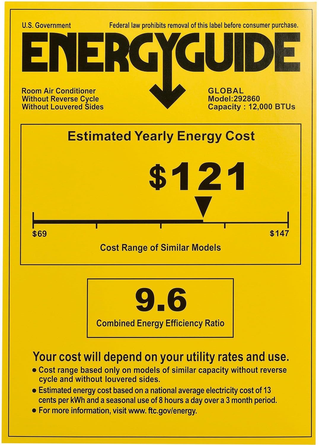 Global Industrial 12,000 BTU Through The Wall Air Conditioner, Cool with Heat, 208/230V