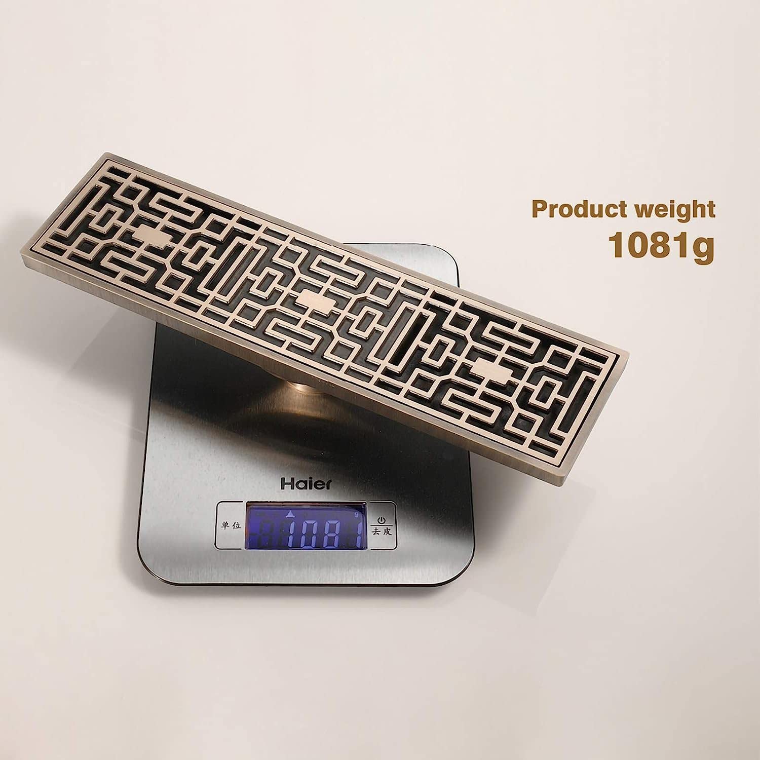 Scarico Doccia lineare Antico in Ottone Deodorante Scarico Doccia lineare a Pavimento 300×82 mm Scarico Doccia Rettangolare con griglia di Copertura Rimovibile Scarichi lineari, Bronzo