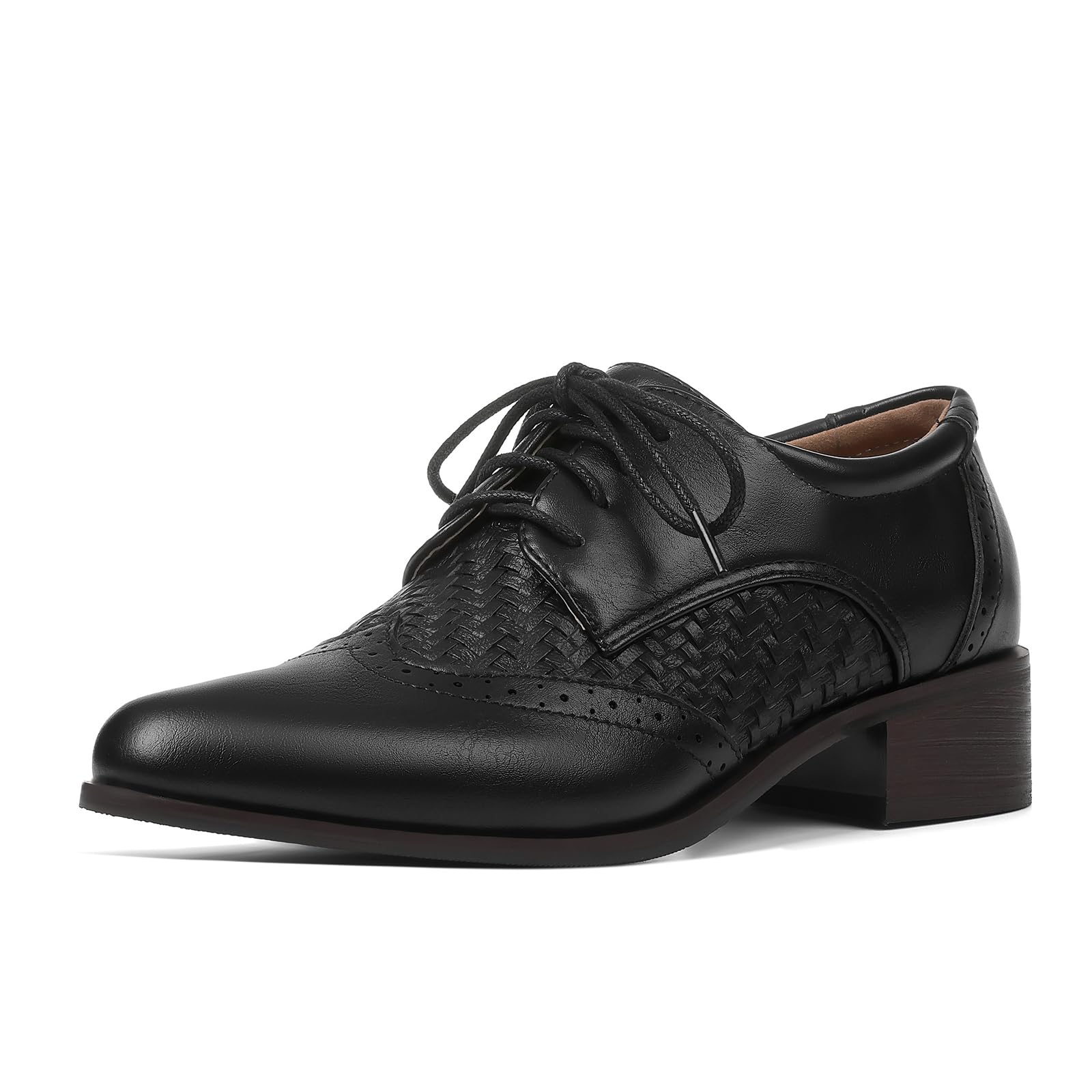 Womens Oxford Shoes Wingtip Saddle Shoes Lace Up Leather Work Formal Business Casual Brogues Dress Shoes