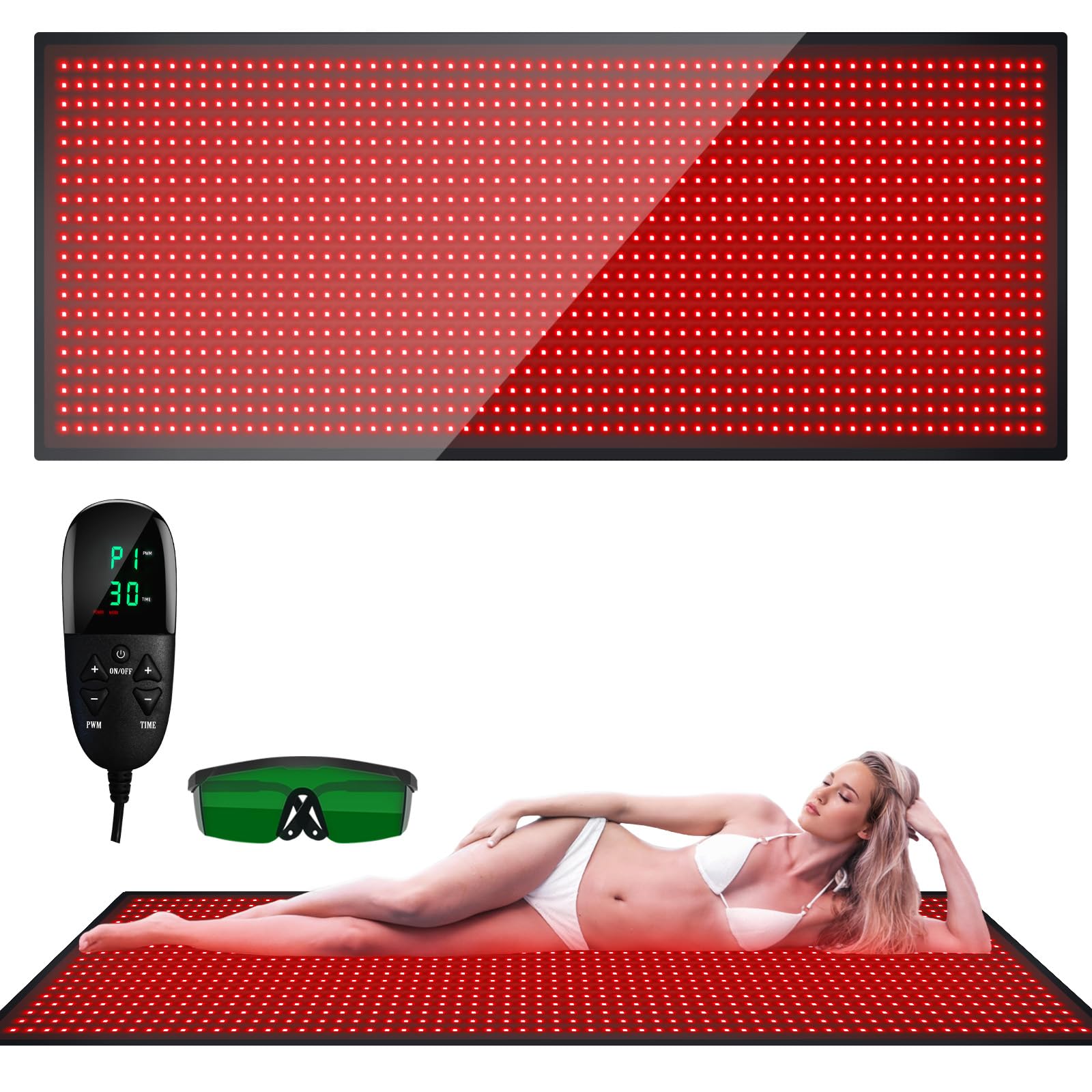 Red Light Therapy Mat for Body, 71" * 31" Infrared Light Therapy Blanket 660nm & 850nm Large Heating Pad, 3 in 1 Led Beads, 1280 LEDs Light Therapy Device Full Body for Relax Muscle Pain Relief