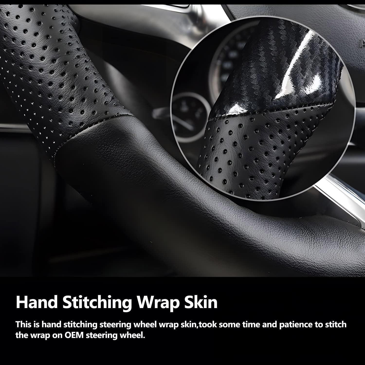 Hand-Stitched Steering Wheel Wrap for Mercedes Benz A W177/B W247/C W205/E W213/S W222/CLA C118/GLE V167/CLS C257/GLC C253/G W463 2018-2021 Interior Steering Wheel Protection Skin Cover Accessories