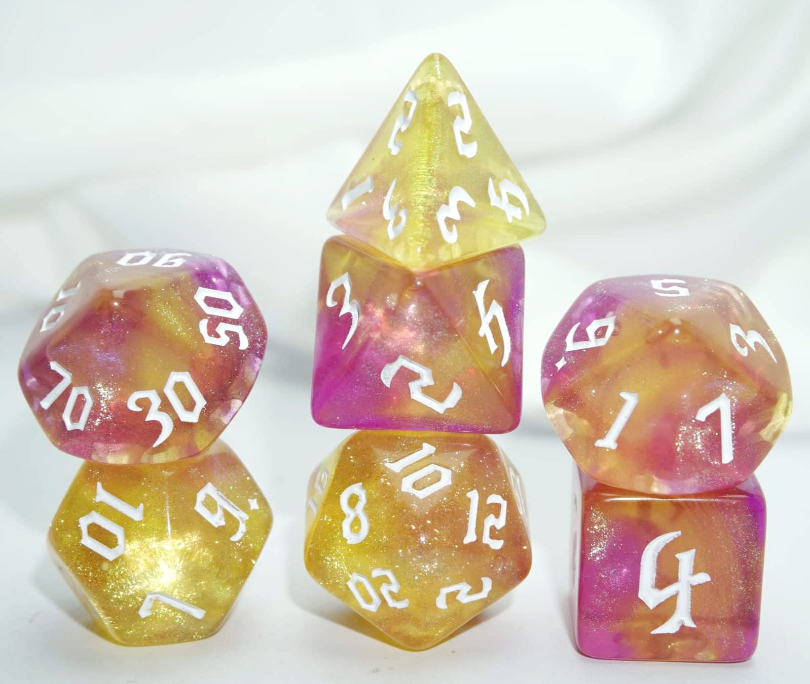 Dice4friends DIC37364 Dice Set Galaxy Citrine Rose (7)