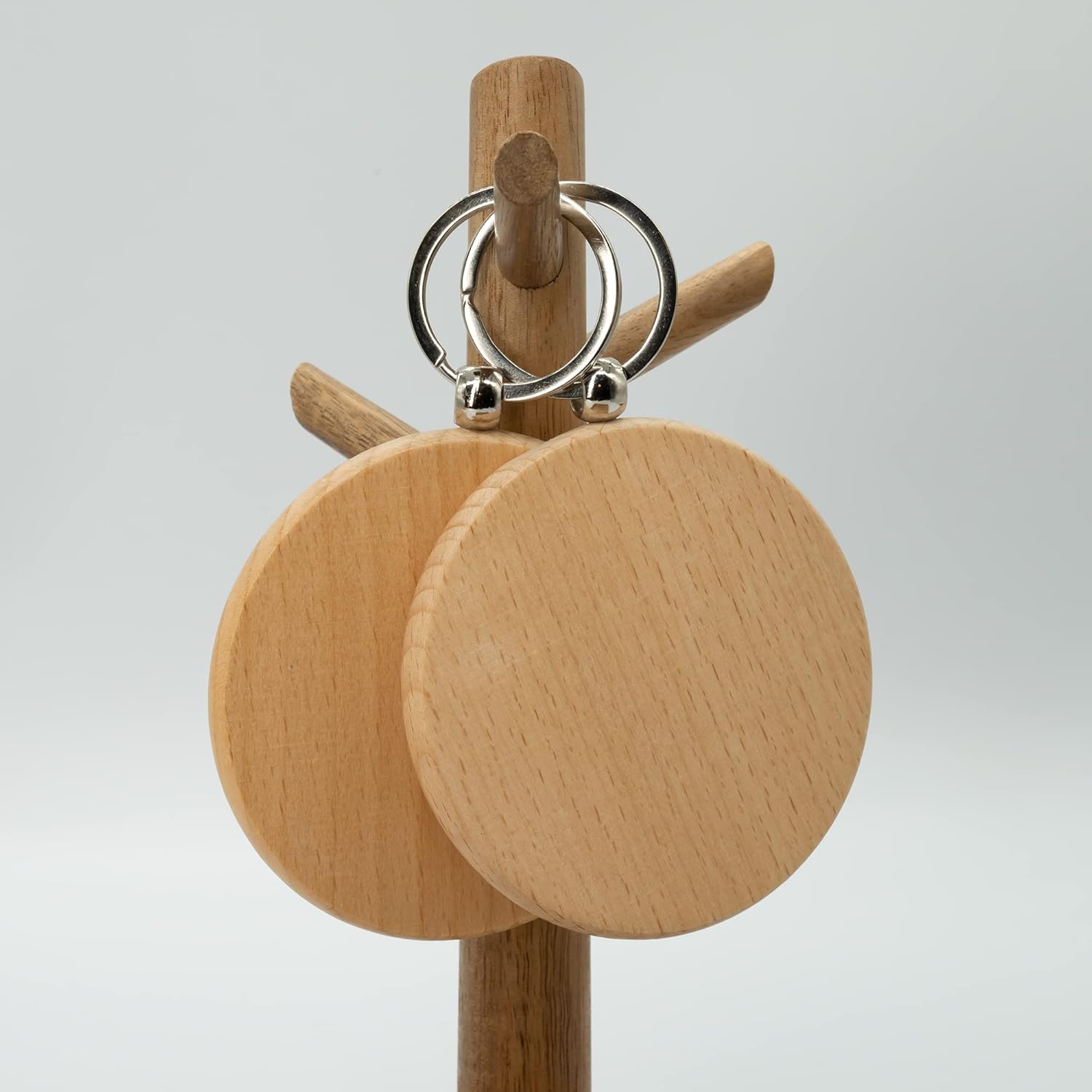 3 Inch Big Round Wood Engraving Blanks Wood Blanks Blank Wooden Key Tag with Keychain (20 PCS) - Image 6