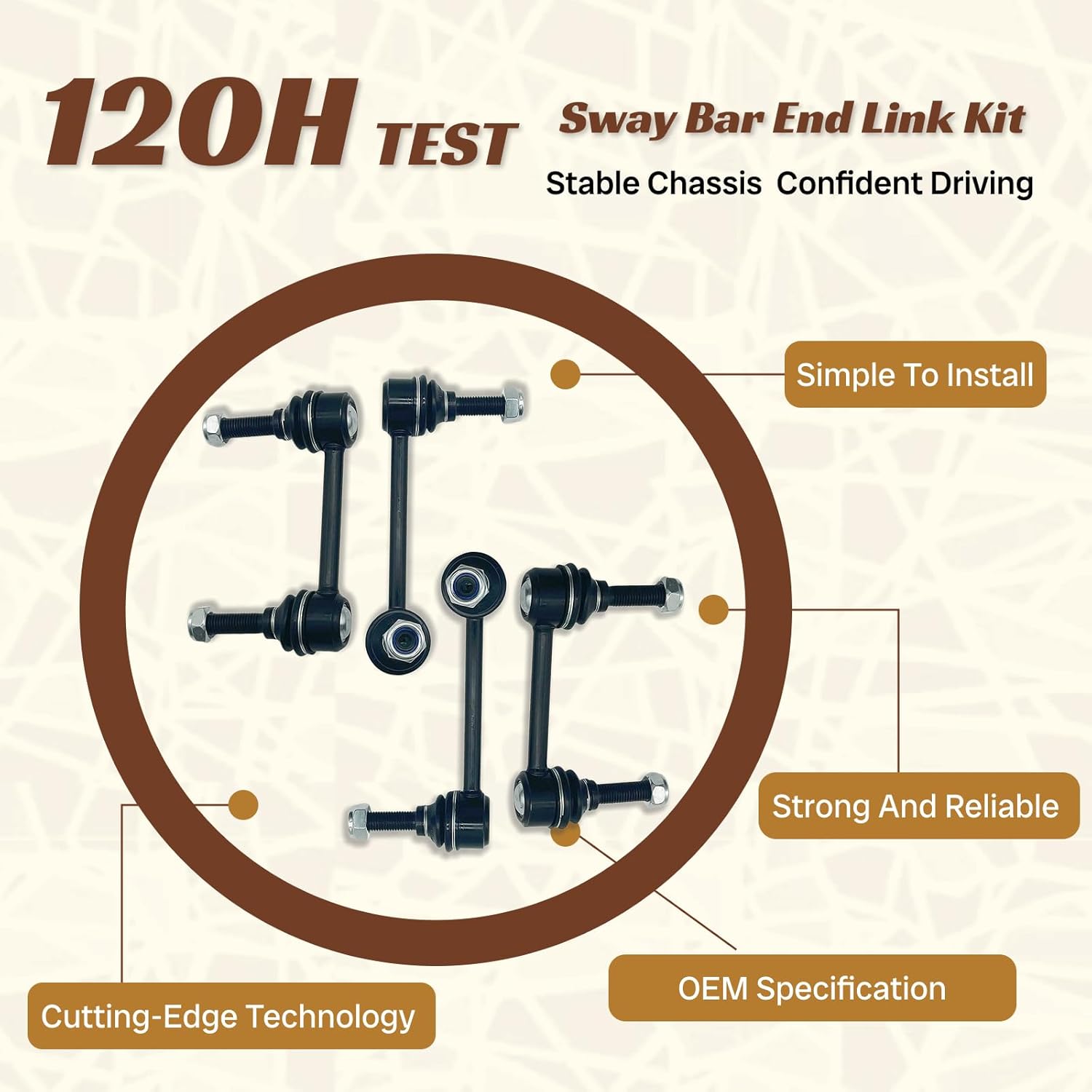 4PC Front/Rear Stabilizer Sway Bar End Link for Dodge Durango 2011 2012 2013 2014 2015 2018, for Jeep Grand Cherokee 2011 2012 2013 2014 2015 K750578 K750579 K750573