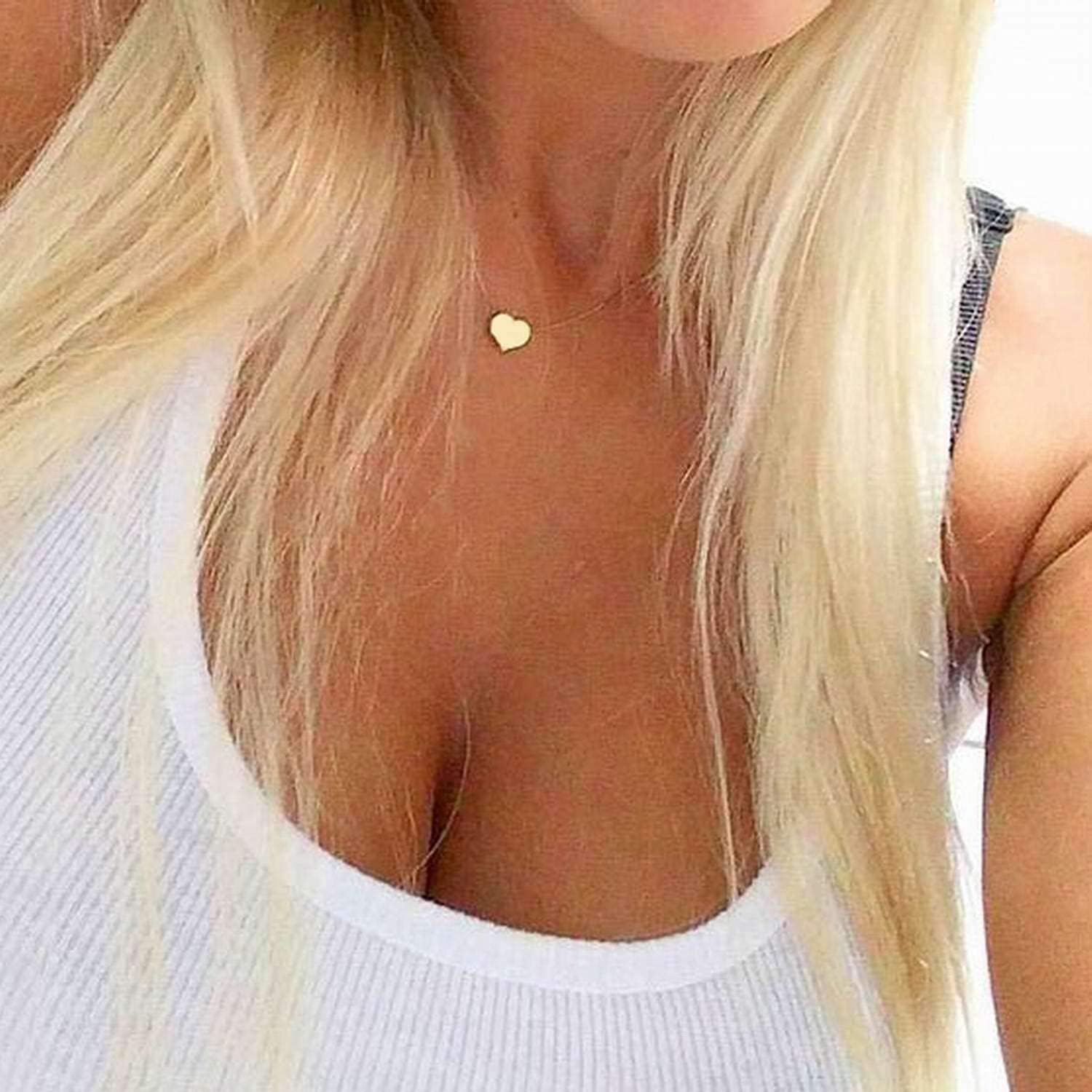 JEWEE DIAMOND 14K Solid Gold Engrave Heart Necklace - Personalized and Customizable - Minimalist Heart Pendant - Ideal Heart Gift for Women and Girls - Free Engraving