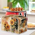 Lotusorchid Couvre-poussières de bois Daisy Toaster 2 Couverture pour les appareils de la machine à pain lavable, Couverture de la fabrique de pain, Cadeau femme, Gris