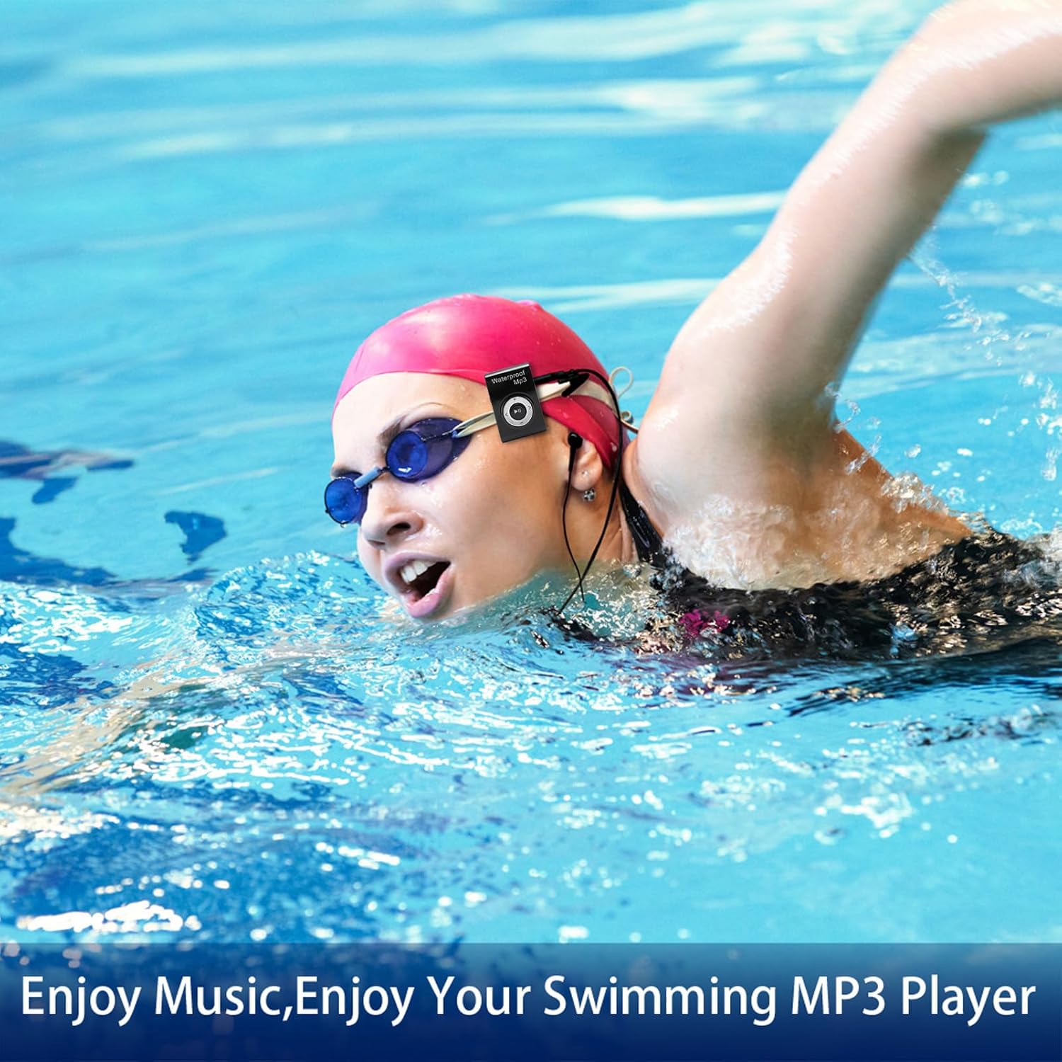 Water Proof MP3 Player, Swimming Headphones Portable Underwater Music Player Built in 8G Memory, for Diving Surfing Running Skiing Kayaking (Black)