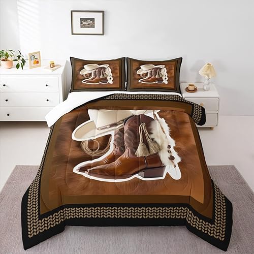 Miniatura 4 de Feelyou Juego de edredón de decoración occidental para niños, juego de ropa de cama de piel de vaca para niños y adolescentes, decoración de