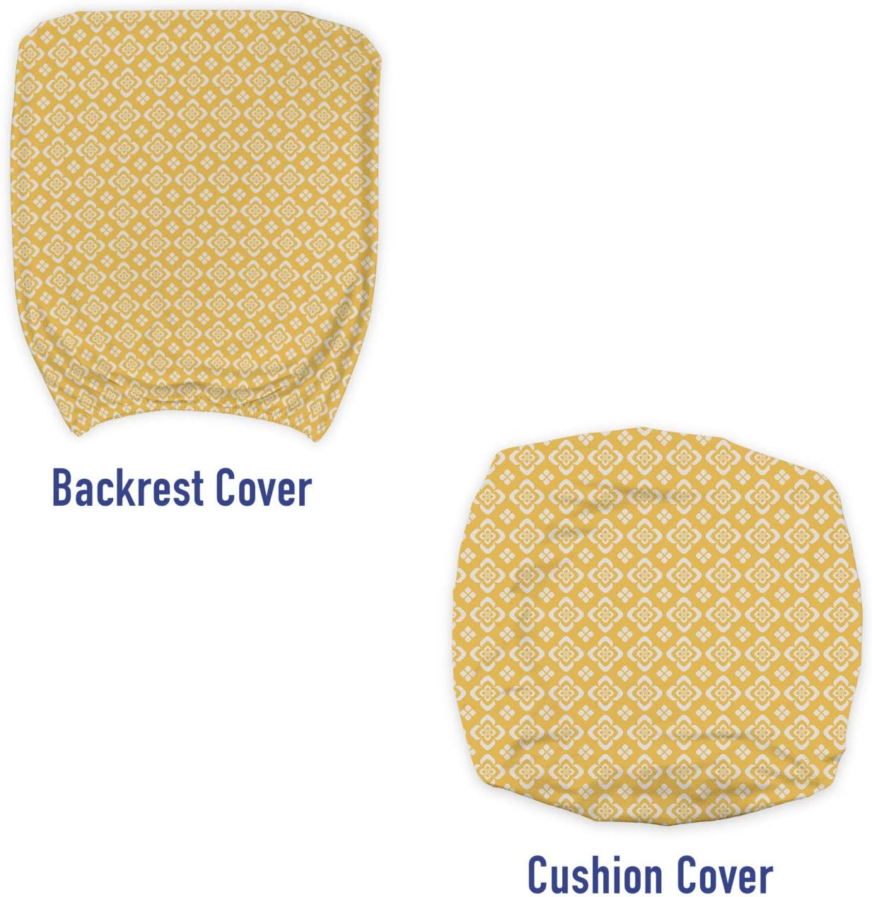 Ambesonne Vintage Yellow Office Chair Slipcover, Traditional Floral Motifs Medieval Abstract Botany Themed Antique Design, Protective Stretch Decorative Fabric Cover, Standard Size, Marigold White