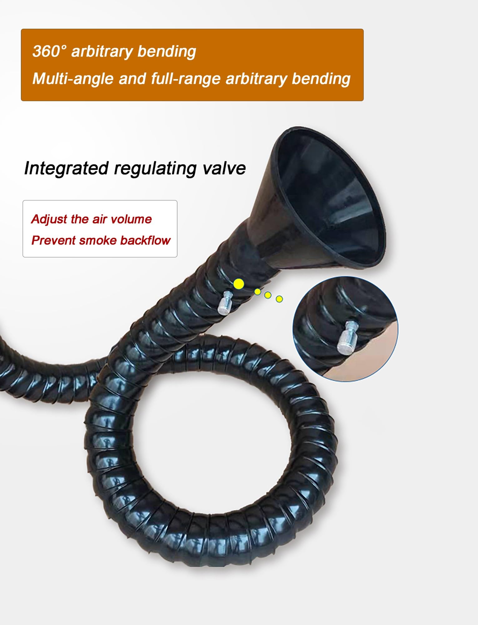 Brazo flexible extractor de humos con campana de captura y manguera articulada for extracción de polvo for soldadura, talleres, laboratorios y ventilación industrial.(Dia5cm,L6.6ft/200cm)