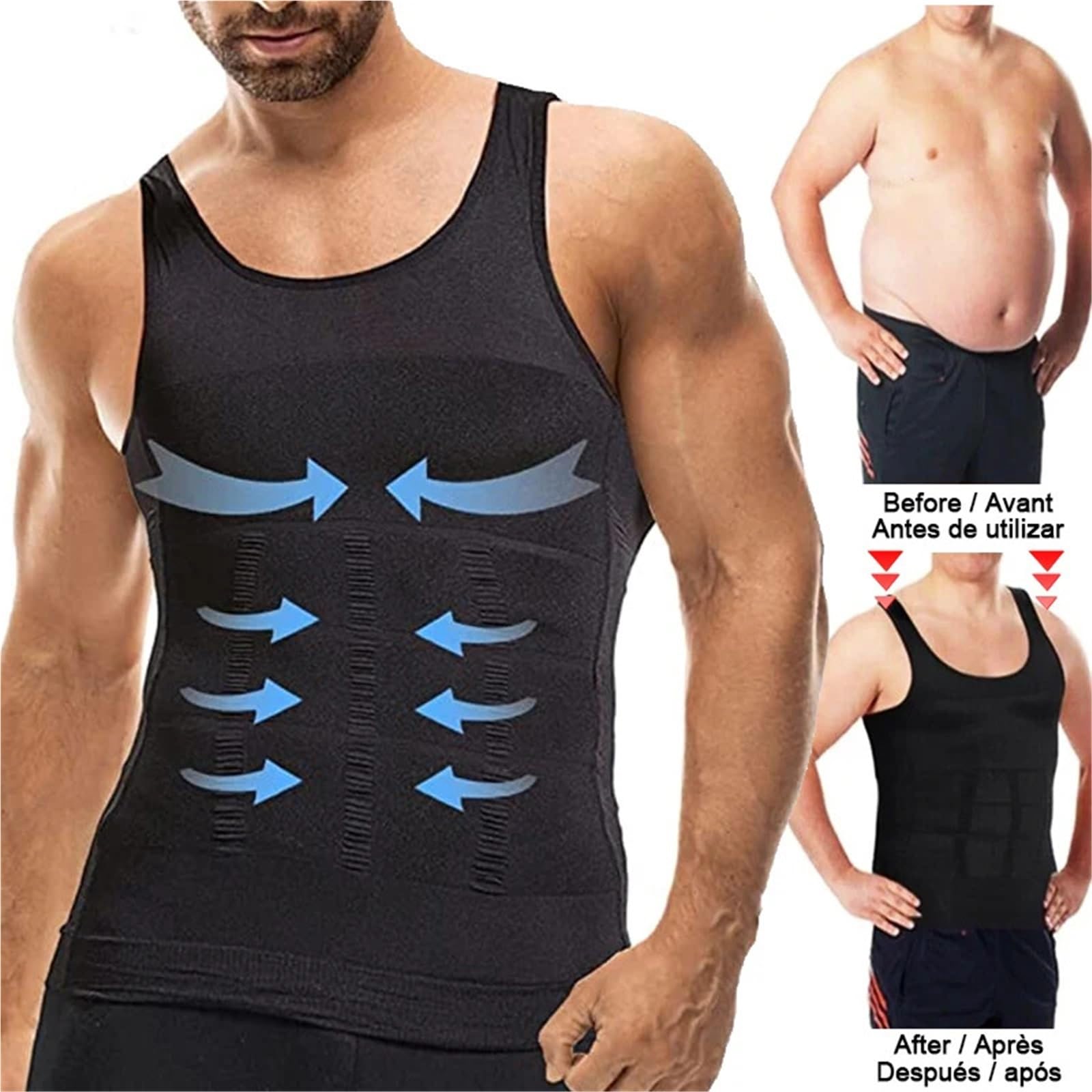 Debardeur Gainant Homme 2 pièces Hommes Minceur Corps Shaper Poitrine Compression Chemises Ventre contrôle Shapewear Abdomen Minceur Gilet Taille Corset débardeur