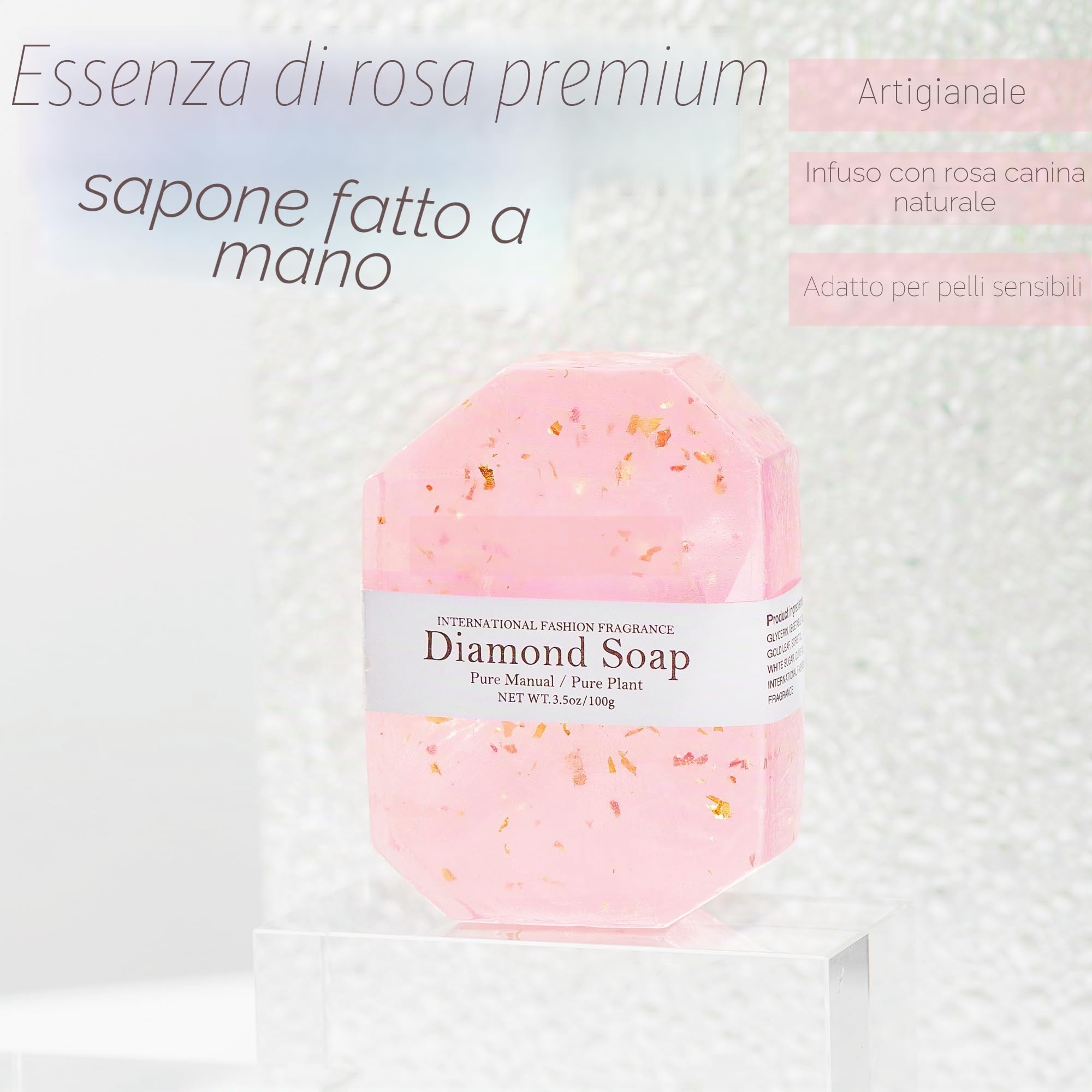 Regalo donna, Candela Profumata di Lusso da 350g 丨 Bracciale in Diaspro e Lava 丨 Sapone Artigianale alla Rosa 丨 Specchio per il Trucco, Bomboniera candela, regalo donna compleanno, regali per lei
