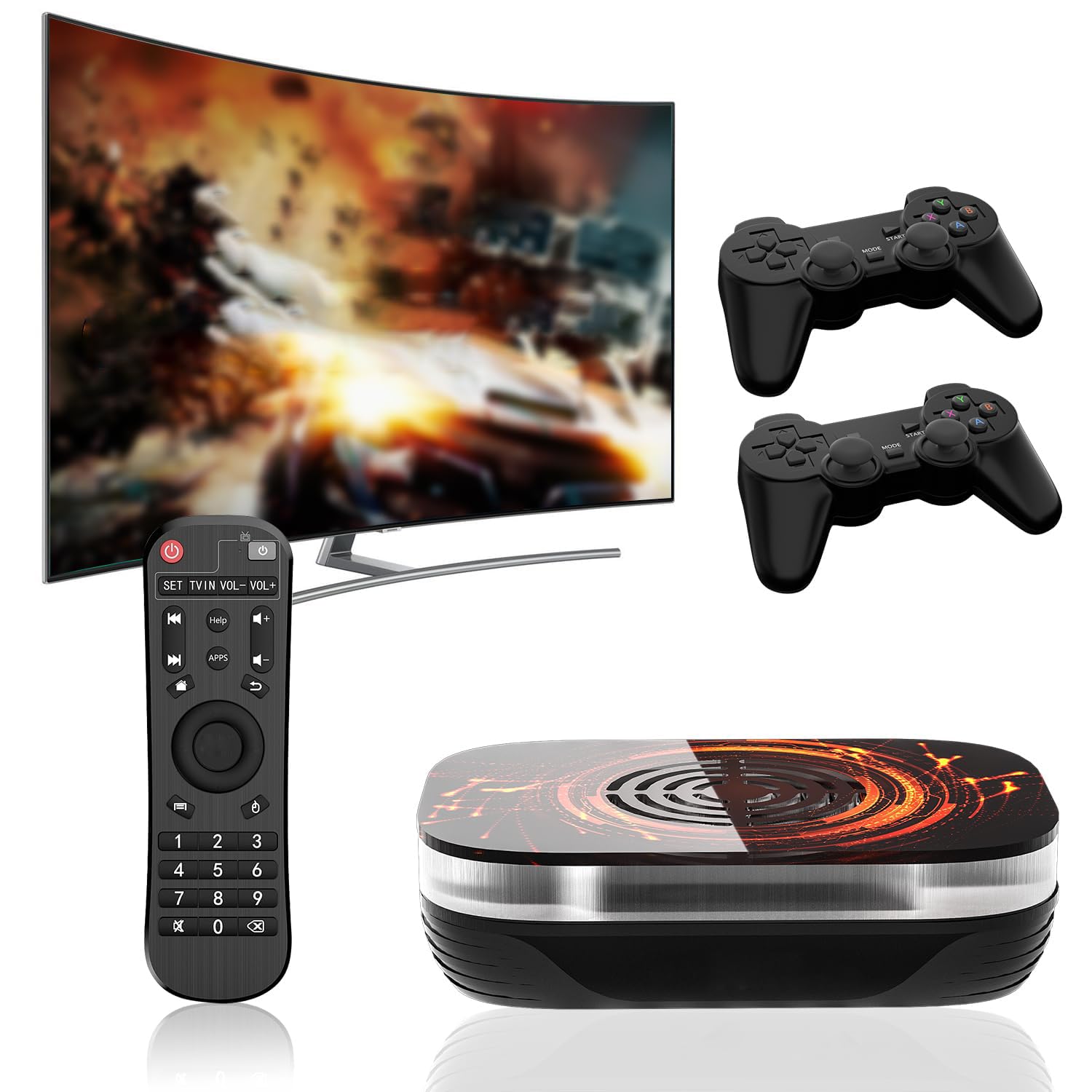 Super Console X4 Plus, Video Game Console Pre-Built-in 60000+Games, Retro Game Console Compatible, with 65+ emulators,EmuELEC 4.6/Android 11.0/CoreE, S905x4, 4K UHD Display, 2 Controllers included