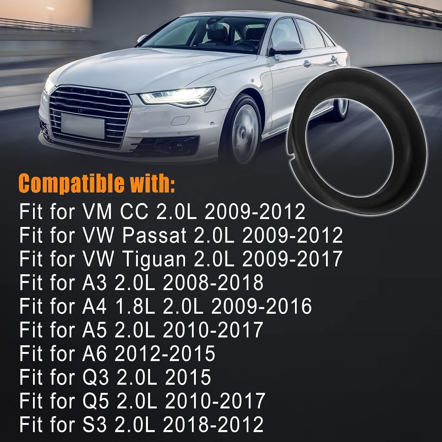 Engine Motor Oil Filler Cover Cap Ring Seal Gasket Compatible with VW Volkswagen Passat CC Sedan 2.0L 2009-2012 for Tiguan Sport 2.0L 2009-2017 for Audi A3 A4 A5 A6 Q3 Q5 S3 Replace 06H133287